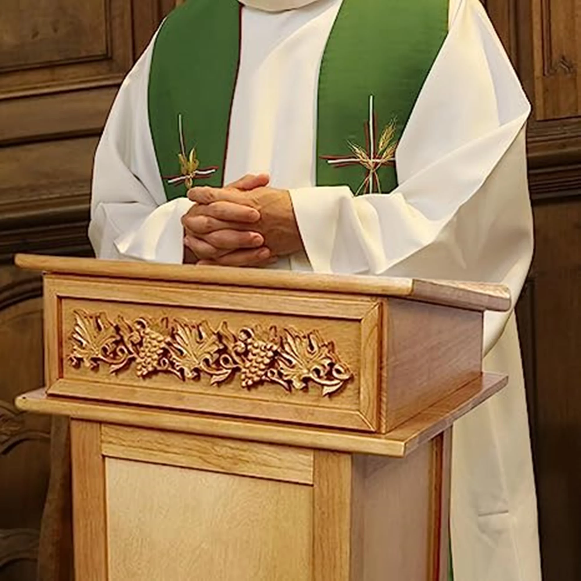 Wooden Podium Lectern, Catholic Church Supplies, 20 x 44 Inch