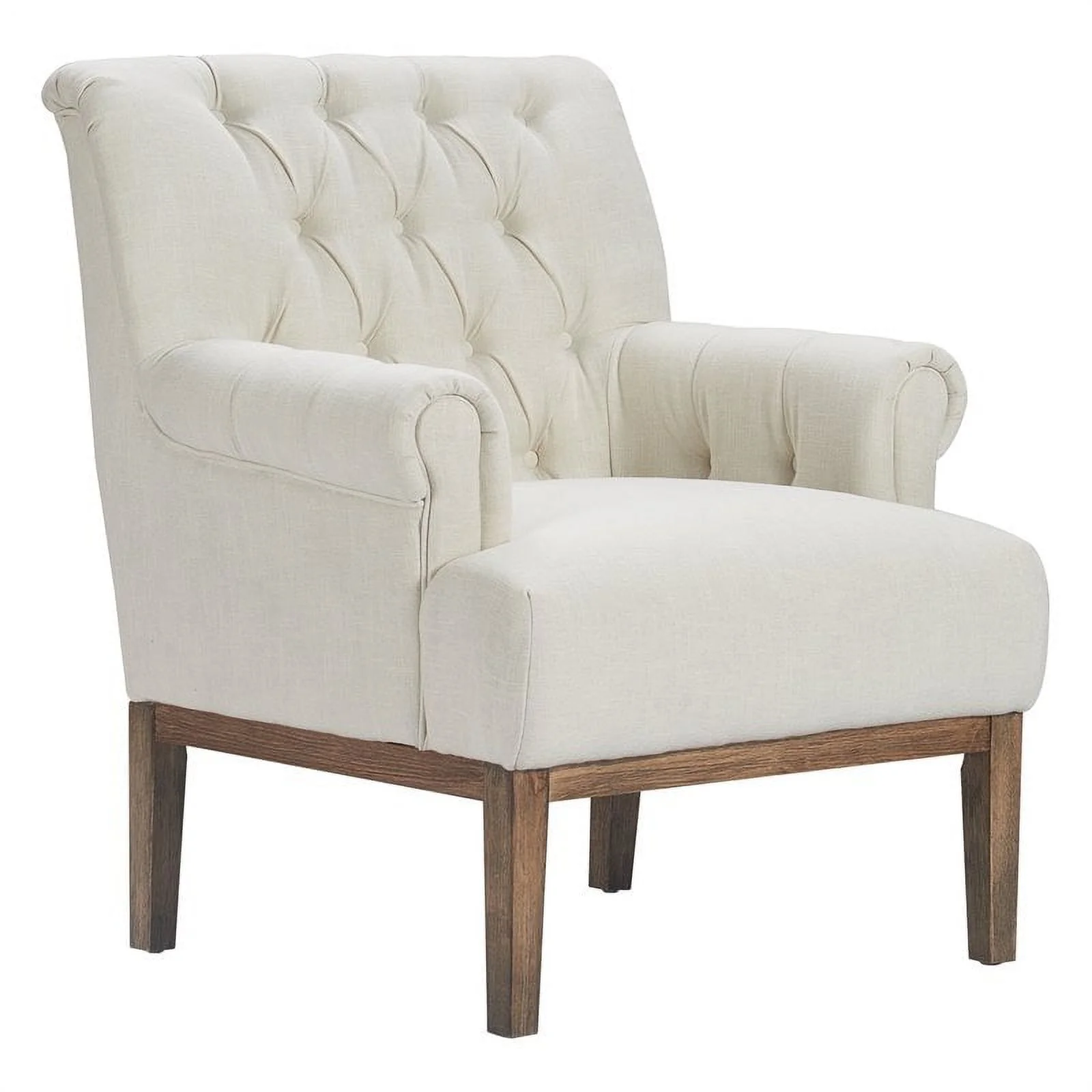 Home Square 2 Piece Tufted Linen Accent Chair Set Ivory