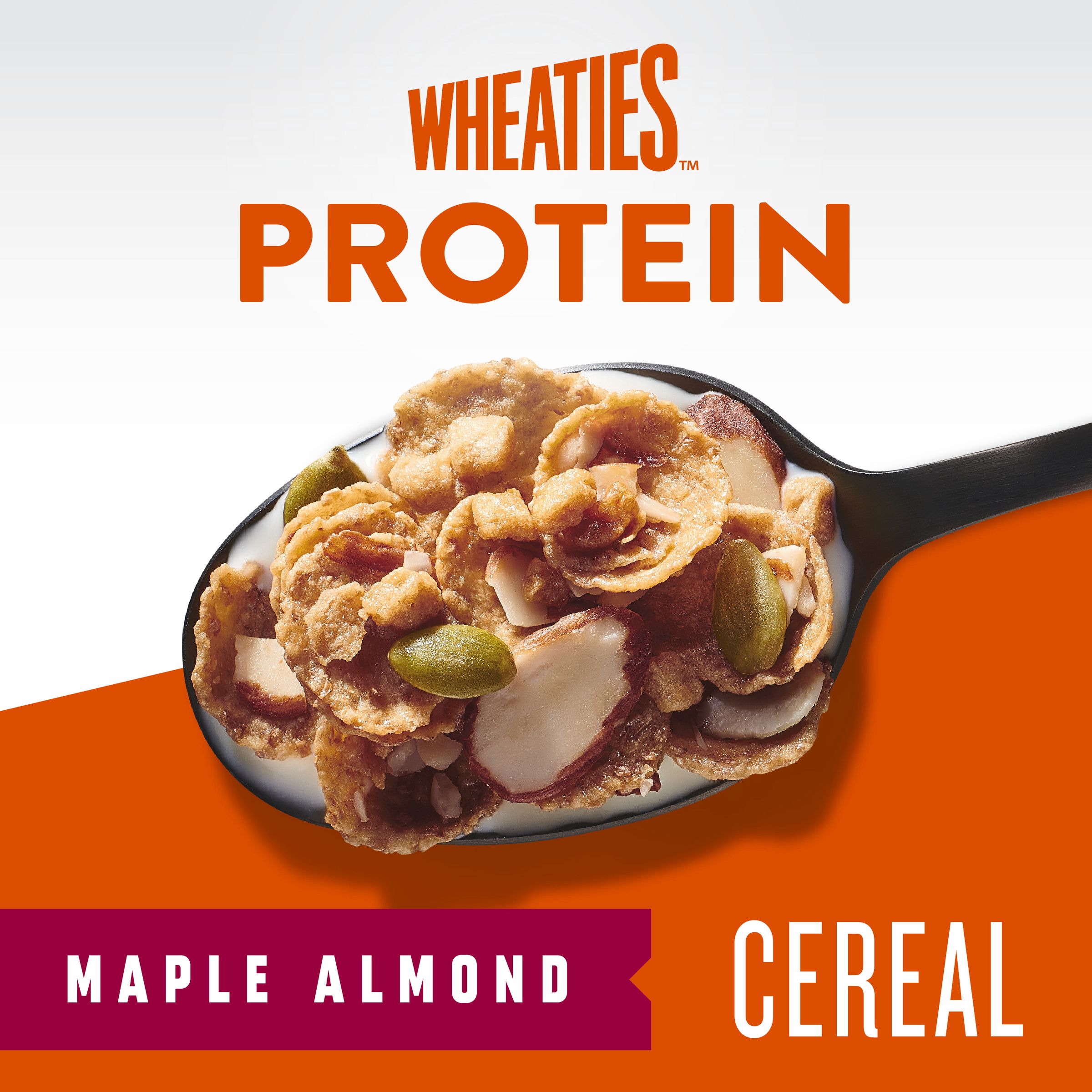 Wheaties Protein Breakfast Cereal, Maple Almond, Breakfast of Champions, 16 oz