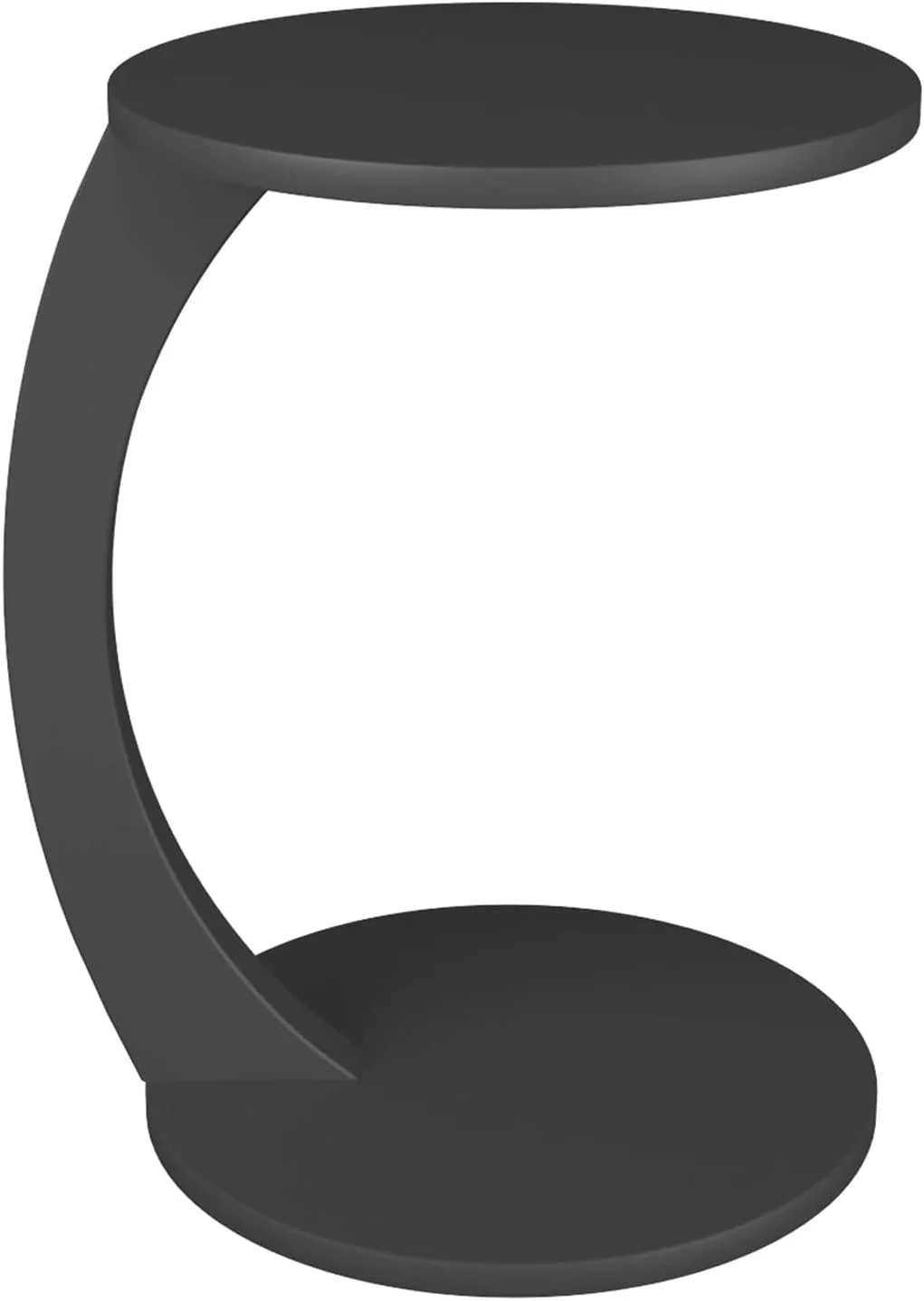 C-Shaped End Table with Rolling Wheels - Easy to Assemble, Grey