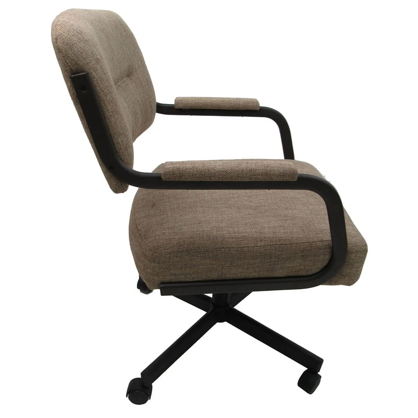 Pemberly Row Swivel Dining Chair on Wheels - Basin Beige on Brown