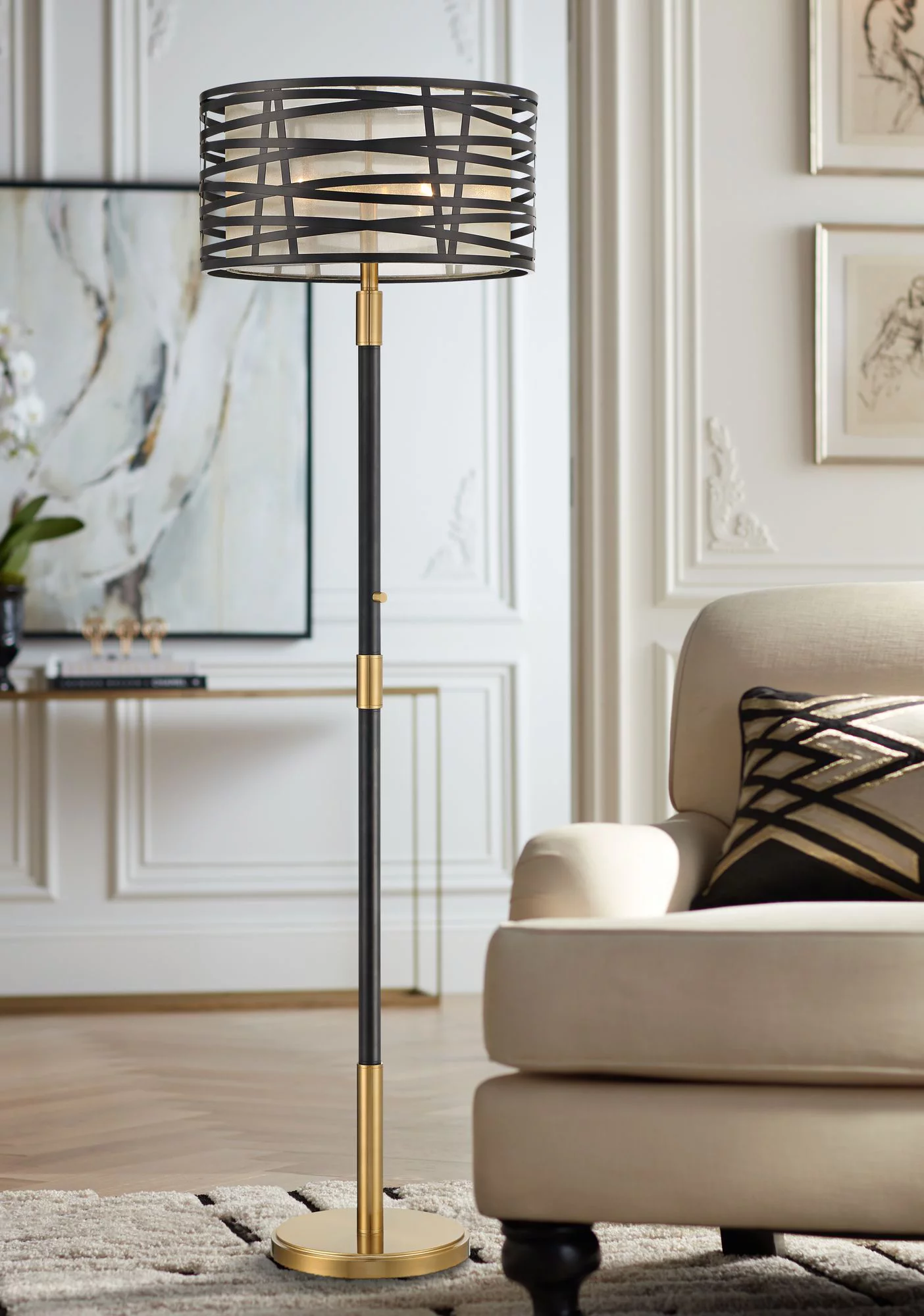 Possini Euro Design Halifax Modern Industrial Floor Lamp 64 1/2