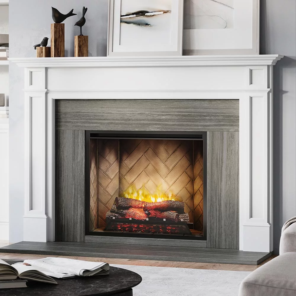 Modern Ember Lenwood 48 inch Wood Fireplace Mantel Surround Kit - Unfinished