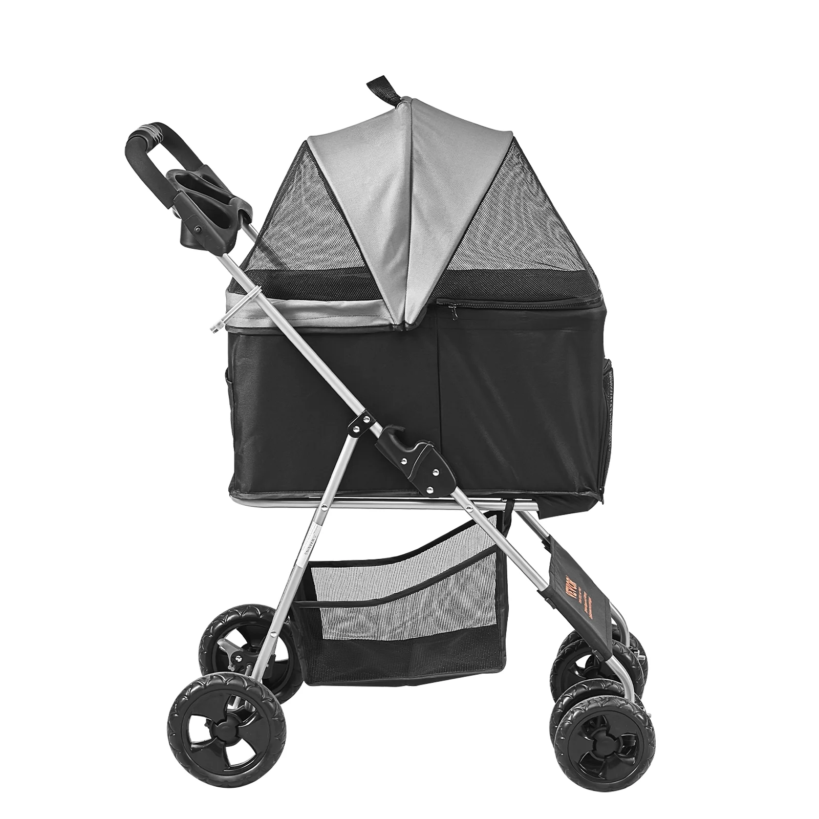 SKYSHALO 3-in-1 Pet Stroller, 4 Wheels Foldable Premium Multifunction Dog Cat Stroller with Cup Holder, 35 lbs Weight Capacity, Black and Dark Grey