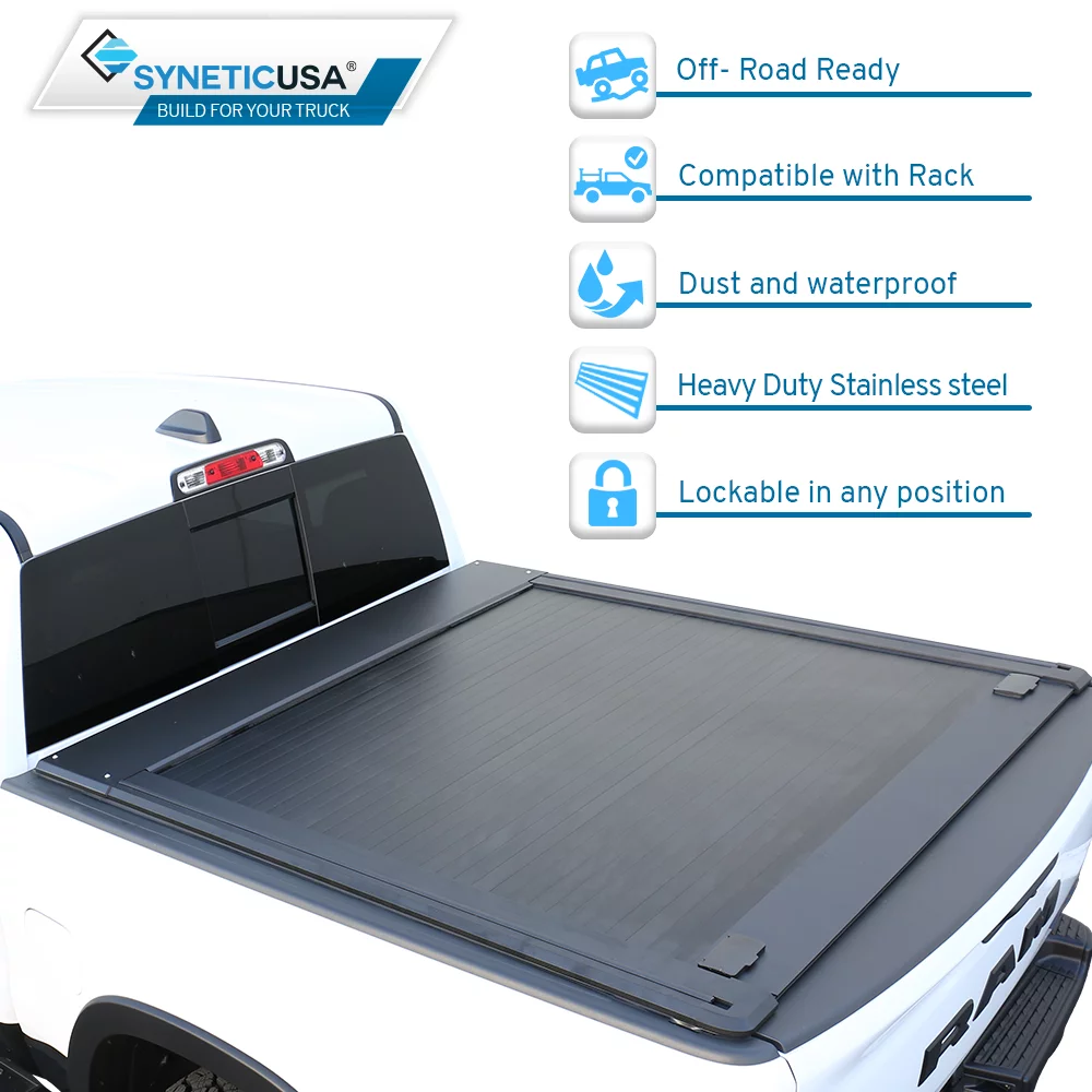 For 2004-2022 Ford F150 6.5ft Standard Truck Bed Syneticusa Waterproof Retractable Tonneau Cover Hard Aluminum Low Profile Design