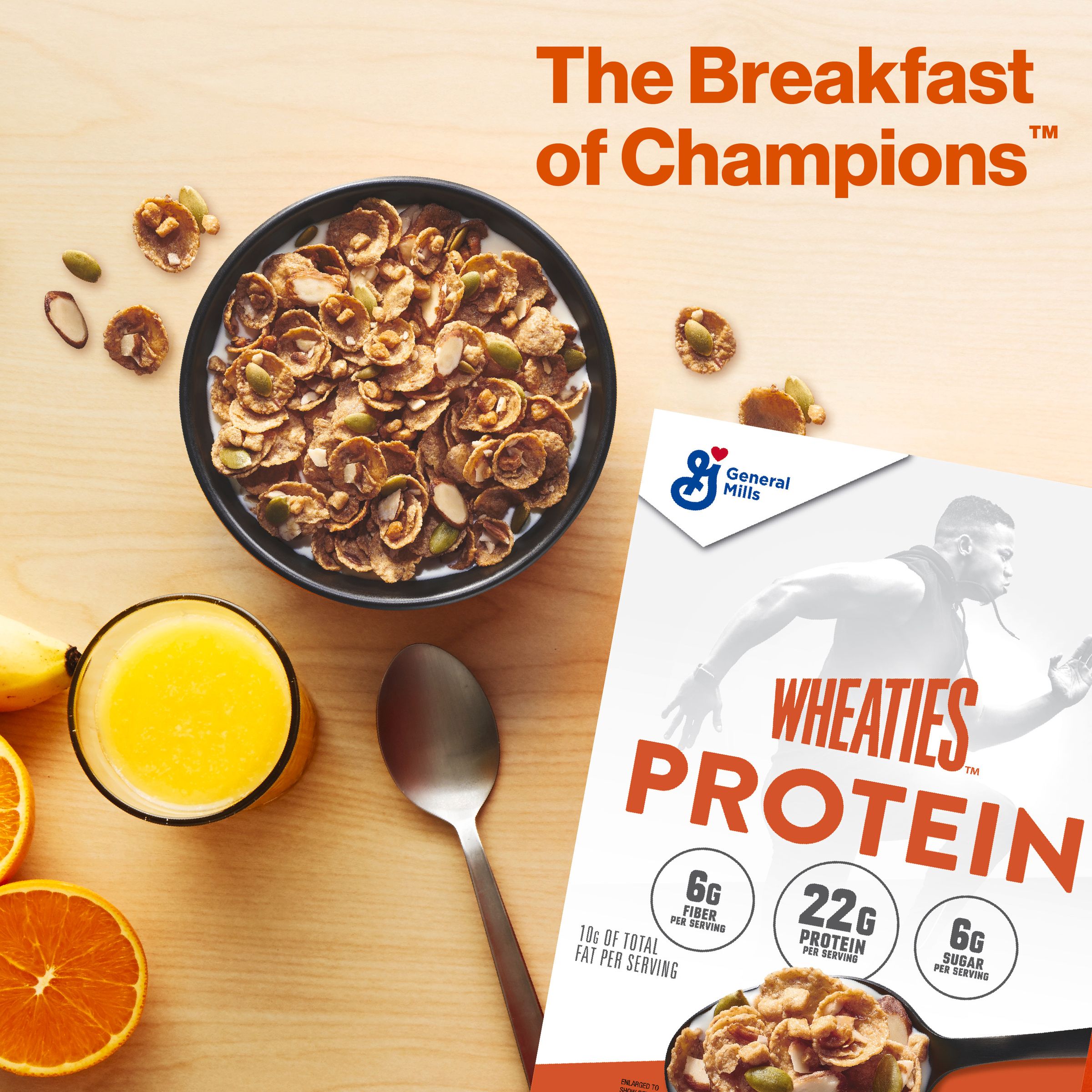 Wheaties Protein Breakfast Cereal, Maple Almond, Breakfast of Champions, 16 oz
