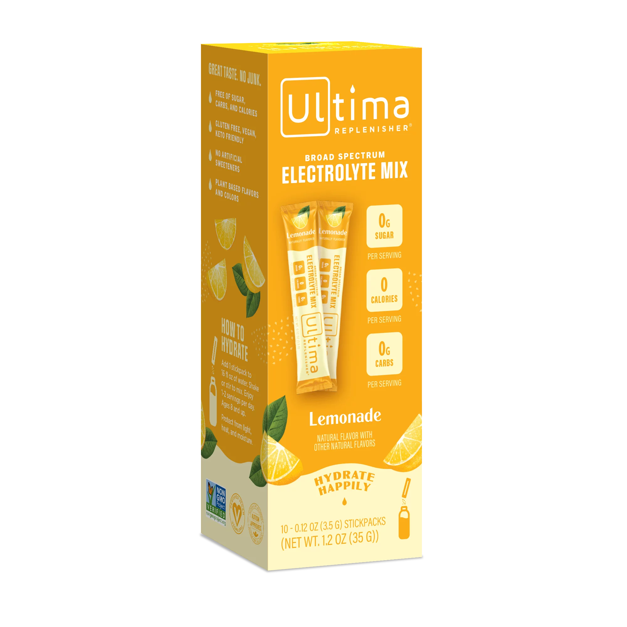 Ultima Replenisher Electrolyte Powder, Sugar Free Hydration Packets, Lemonade, 10 Stickpacks