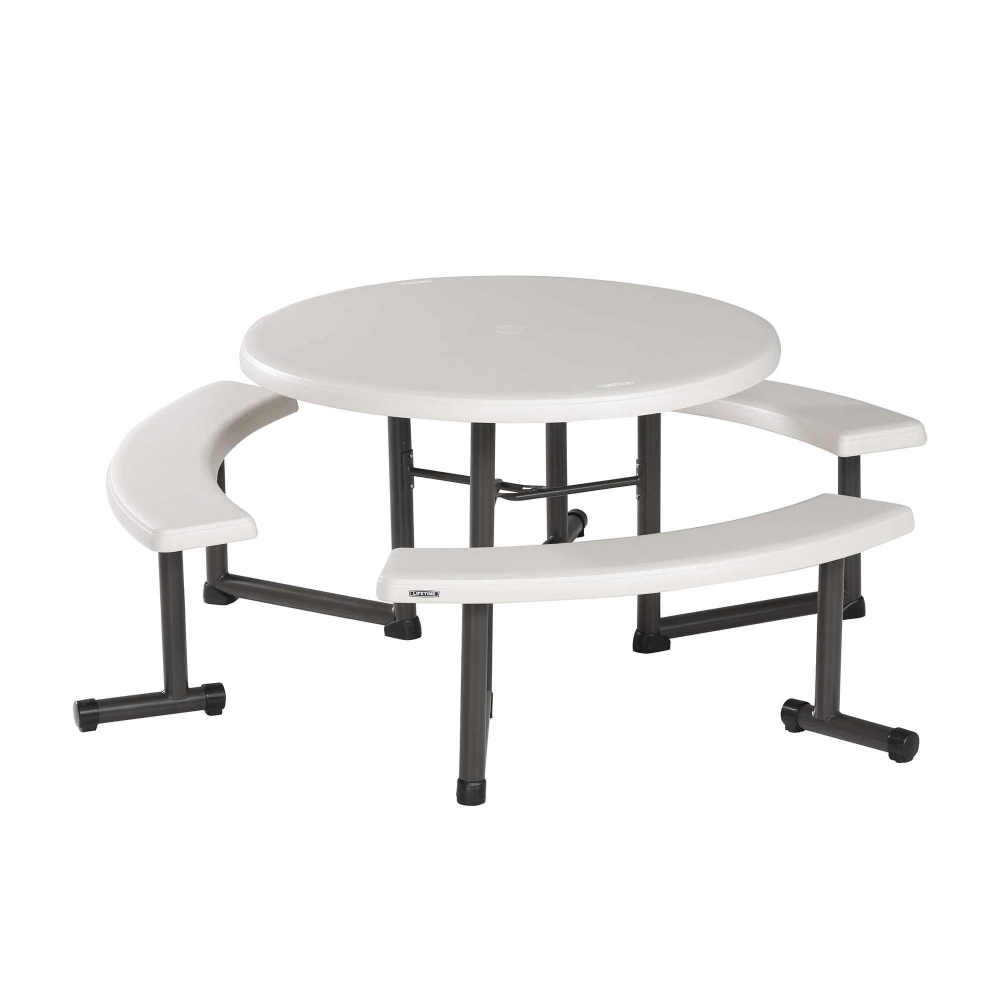Lifetime Plastic Round Picnic Table, Almond 260205