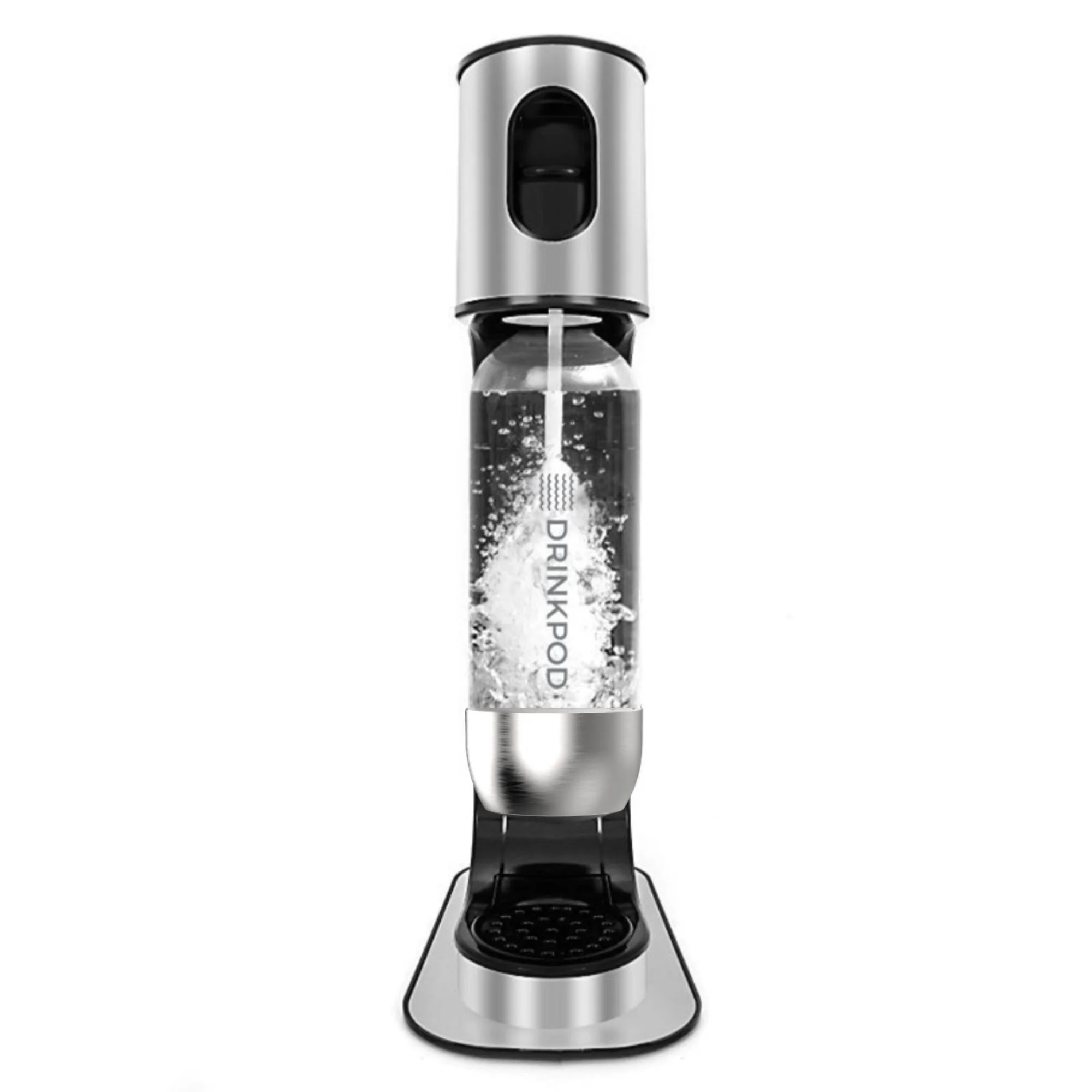 Drinkpod Stainless Steel Premium Sparkling Water Machine | Includes 2 C02 Cylinder & 3 x Bottles | Ultra Fizz Carbonated Machine In Stainless Steel