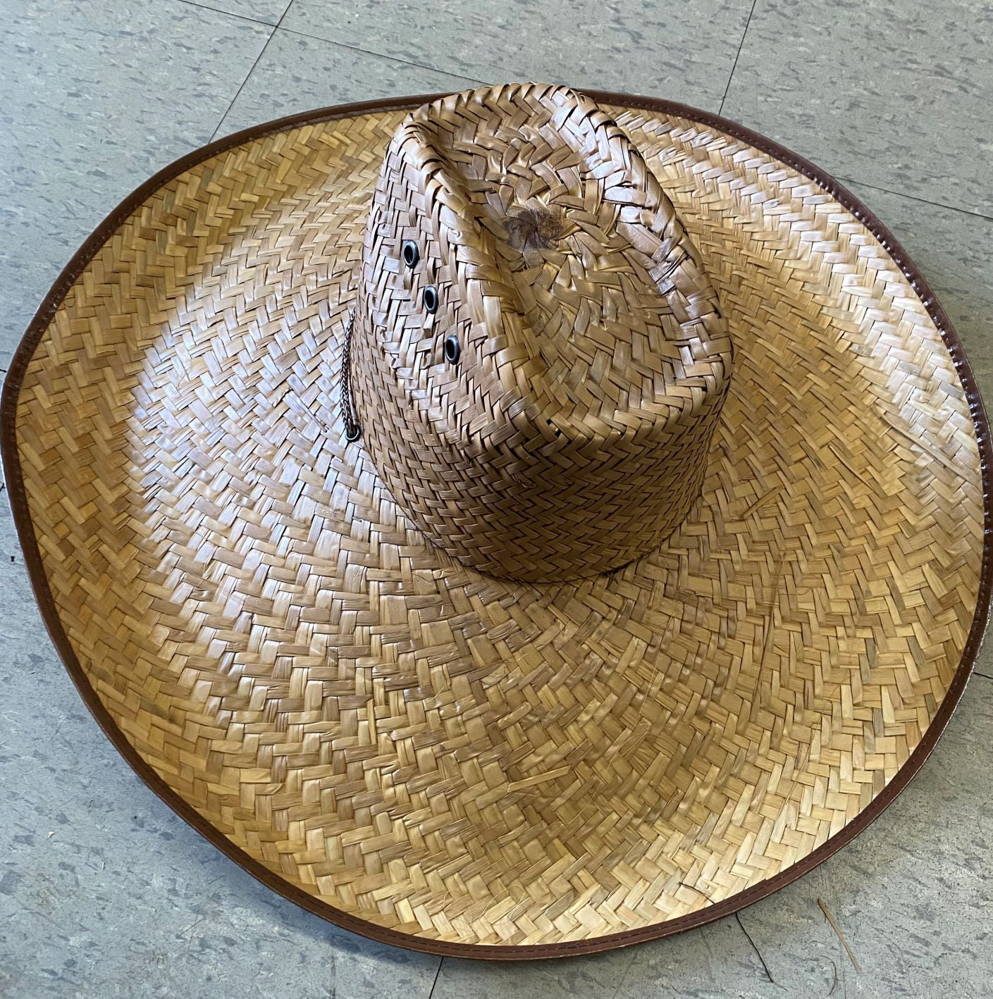 Large Brim NATURAL Straw COWBOY HAT BEACH GARDENER LIFE GUARD HAT FISHING Hiking Made in MEXICO
