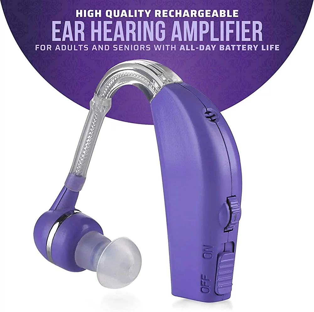 MEDca Digital Hearing Rechargeable Amplifier Single Ear Set - Pair, Purple Color