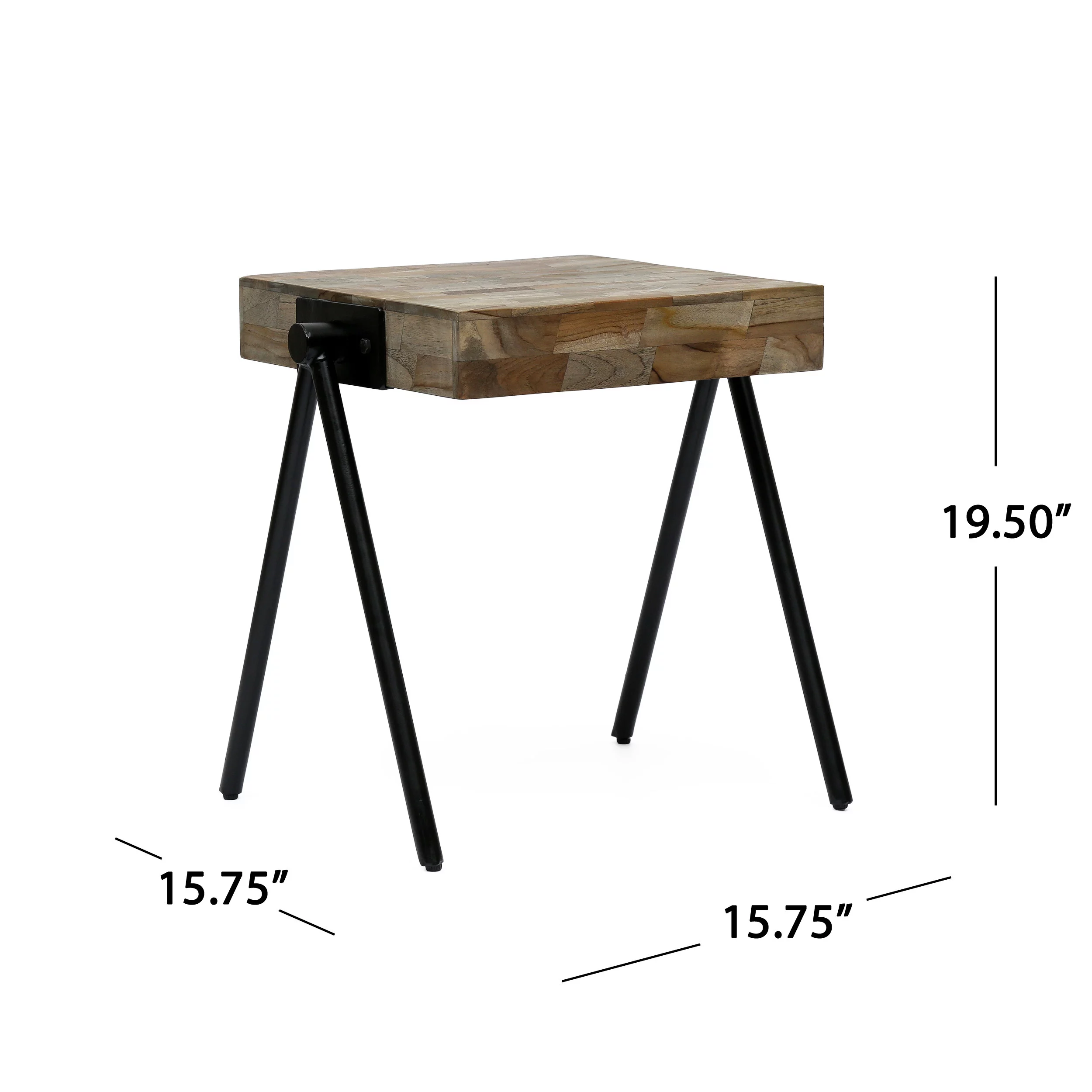GDF Studio Delliah Modern Industrial Handmade Mango Wood and Iron Side Table, Gray and Black