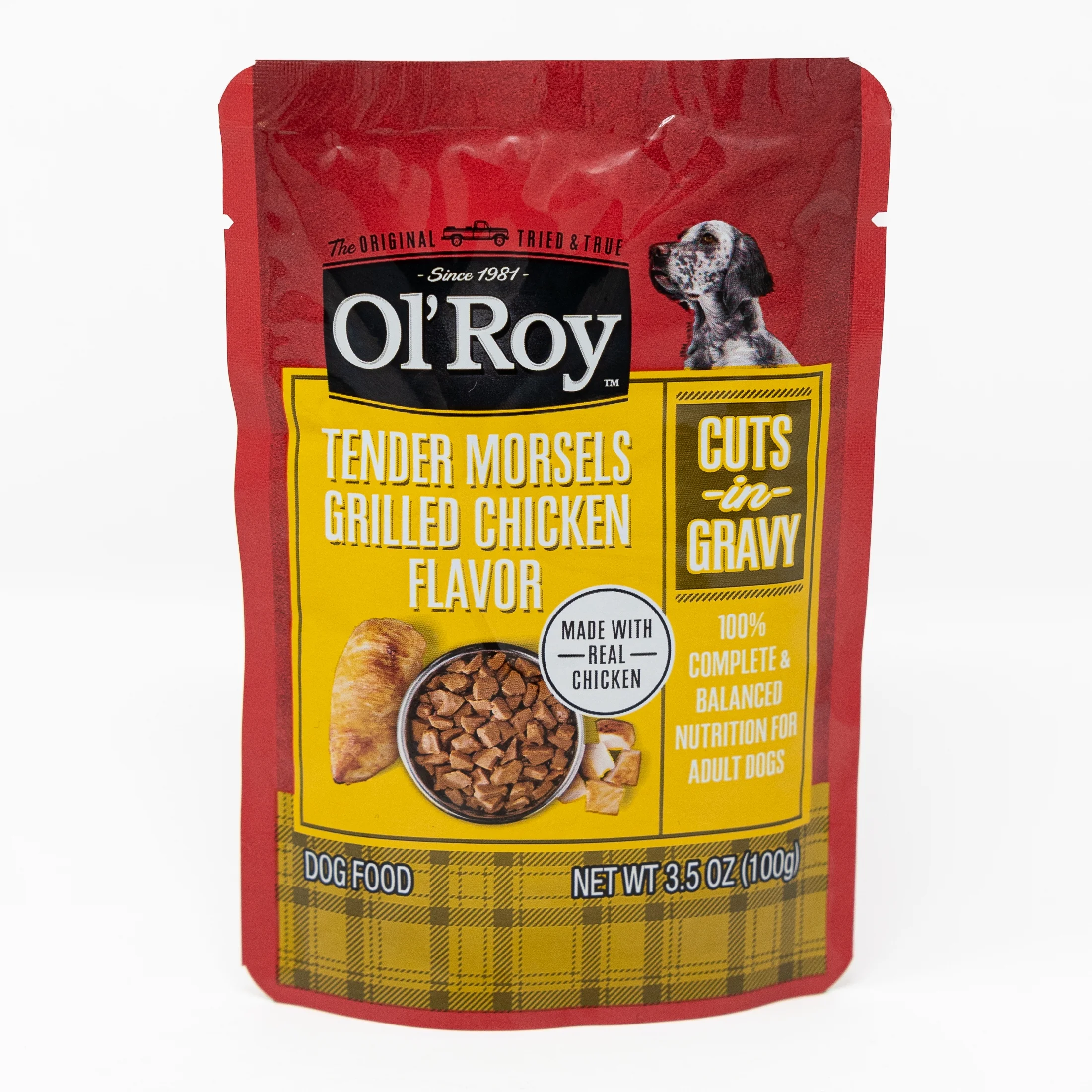 (8 pack) Ol' Roy Tender Morsels Grilled Chicken Flavor Cuts in Gravy Wet Dog Food, 3.5 oz Pouch
