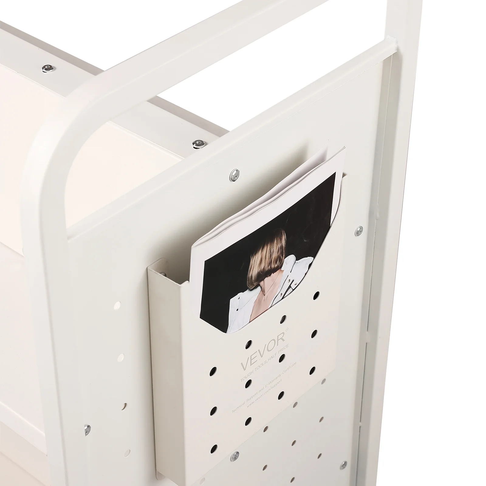 SKYSHALO Book Cart Library Cart 330 lbs Capacity with W-Shaped Shelves in White