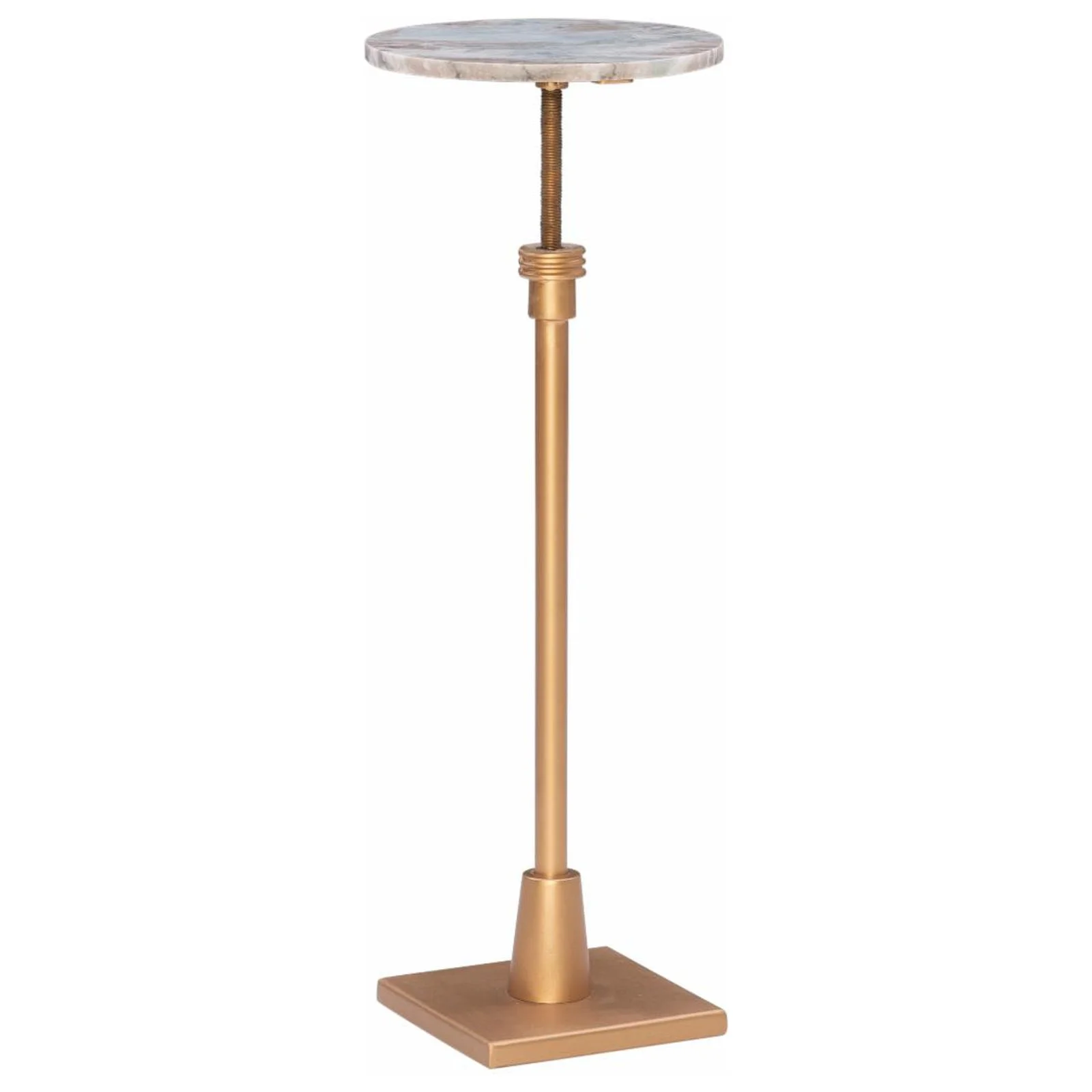 Powell Amyn Round Adjustable Height Drink Table - Gold with Sandy Marble Top