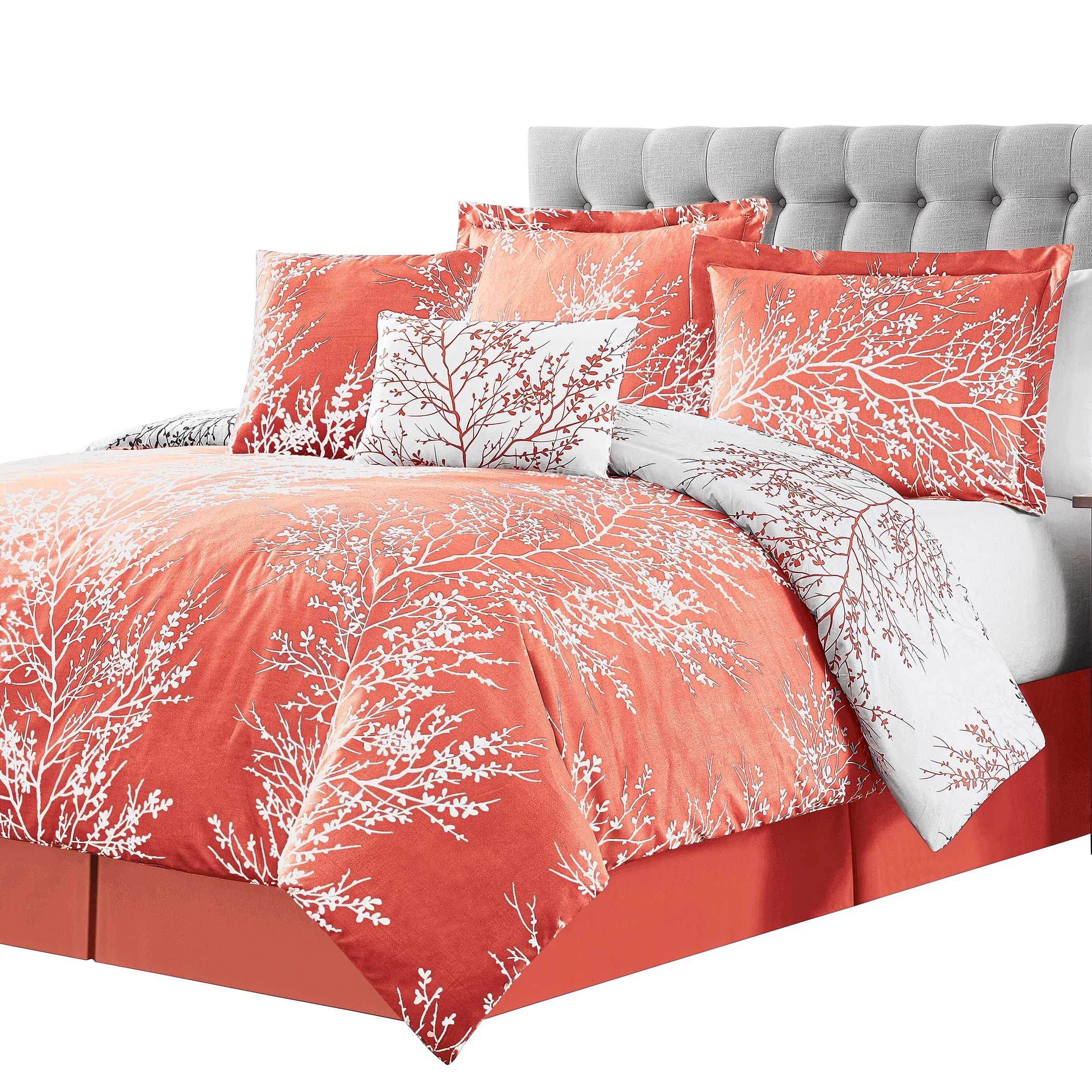 Spirit Linen Home Est. 1988 Spring Foliage 6-Piece Bedding Comforter Set - Queen, Pink