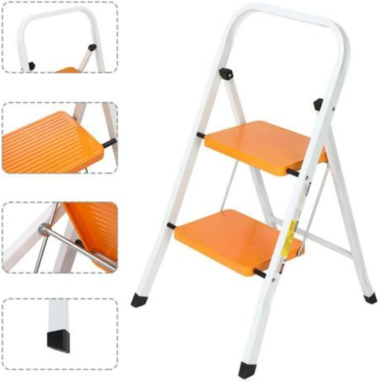 2 Step Ladder, Folding Step Stool Steel Anti-Slip Sturdy Wide Pedal 330lbs Load