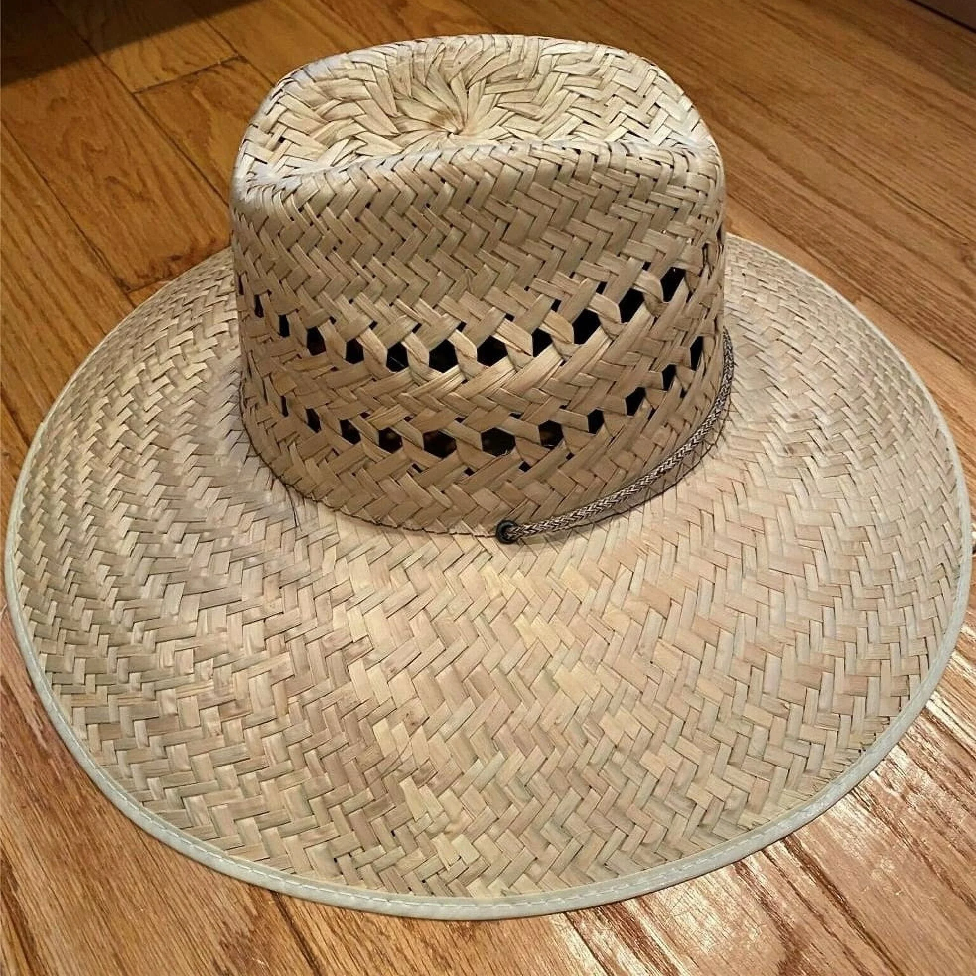 Wide BRIM NATURAL Straw Summer HAT BEACH GARDENING Sombrero pescador Lifeguard 7 - New with box/tags