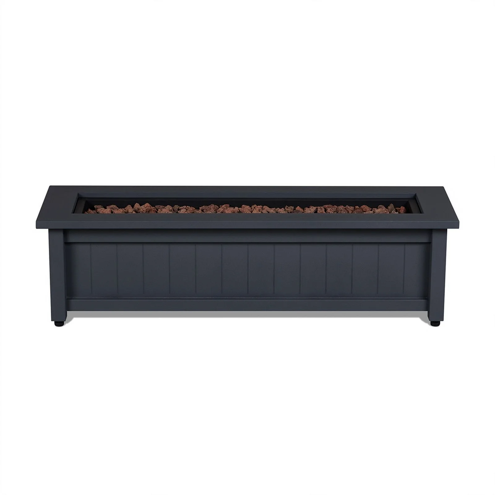 Afuera Living Modern Rectangle Metal Propane Fire Table in Gray