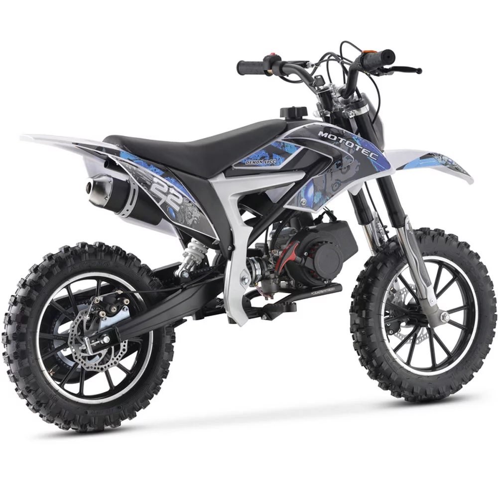MotoTec 50cc Demon Kids Gas Dirt Bike 2-Stroke Motorcycle Pit Bike Blue