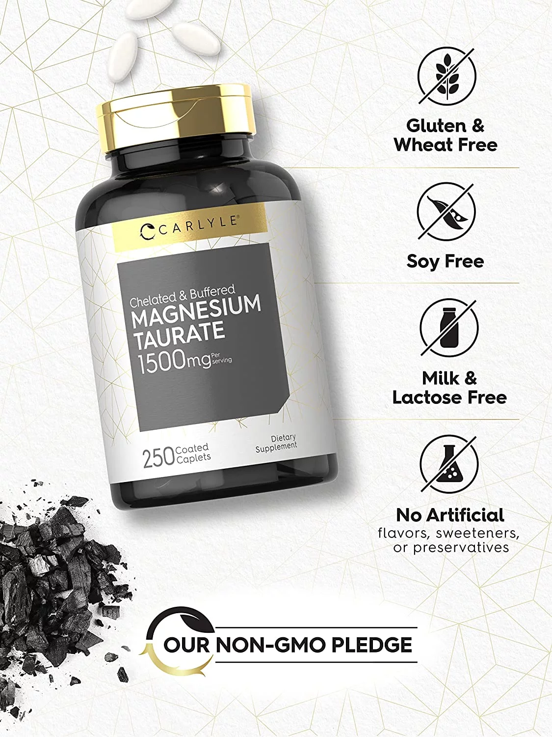 Magnesium Taurate 1500mg | 250 Caplets | by Carlyle