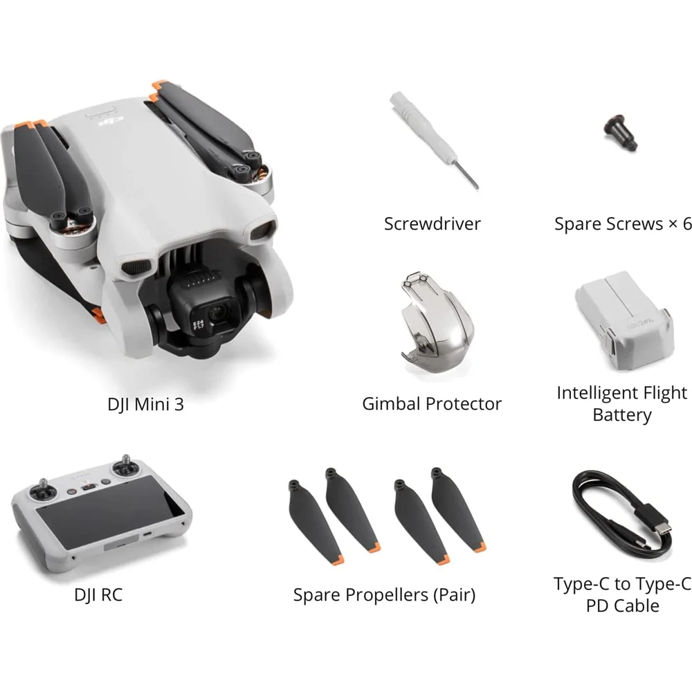 Open Box DJI Mini 3 (DJI RC) - Lightweight and Foldable Mini Camera Drone with 4K HDR Video, 38-min Flight Time, True Vertical Shooting, and Intelligent Features