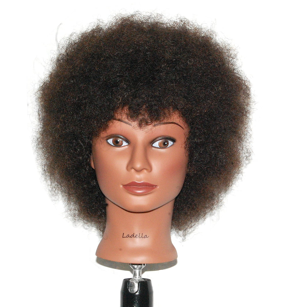 BELLRINO Cosmetology Mannequin Afro Head 100% Human Hair Ethnic Hairdresser Training Head Manikin Doll Head - KEIRA + CLAMP