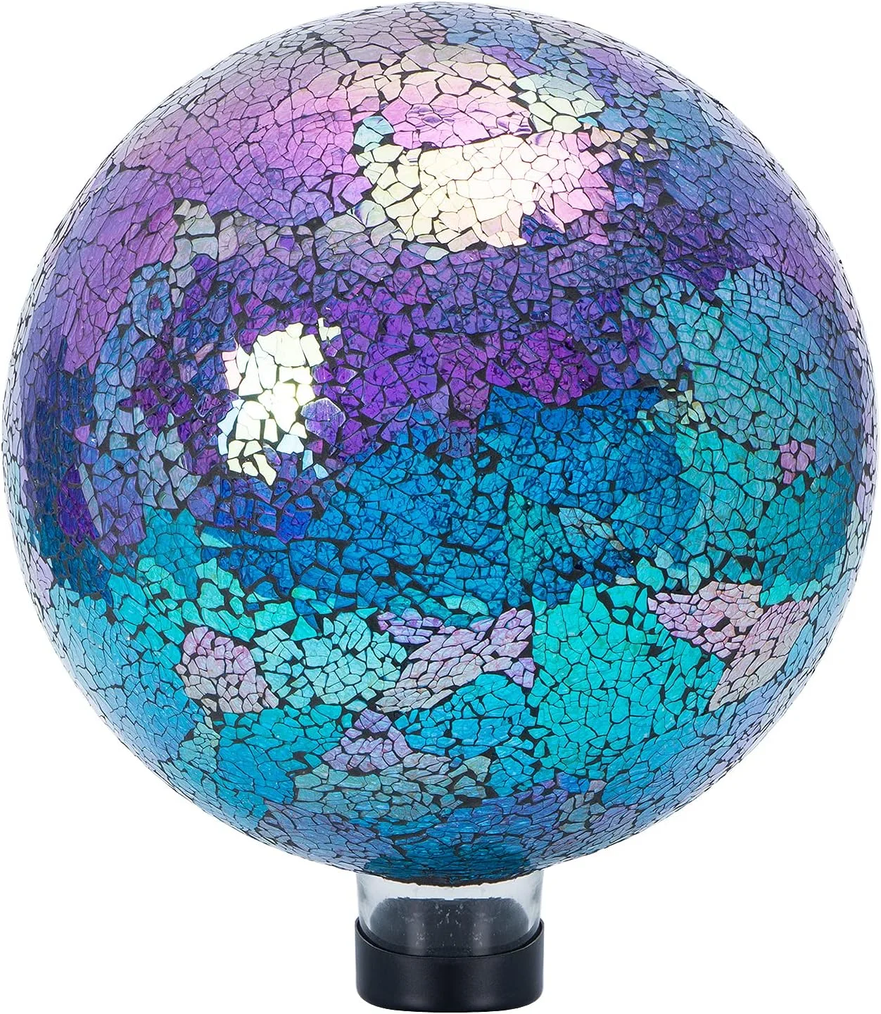 Gazing Ball 10 Inch Mosaic Colorful Globe Iridescent,Glass Mosaic Gazing Balls Sphere for Garden Lawn Outdoor Ornament Yard Decorative, 10-Inch, Purple