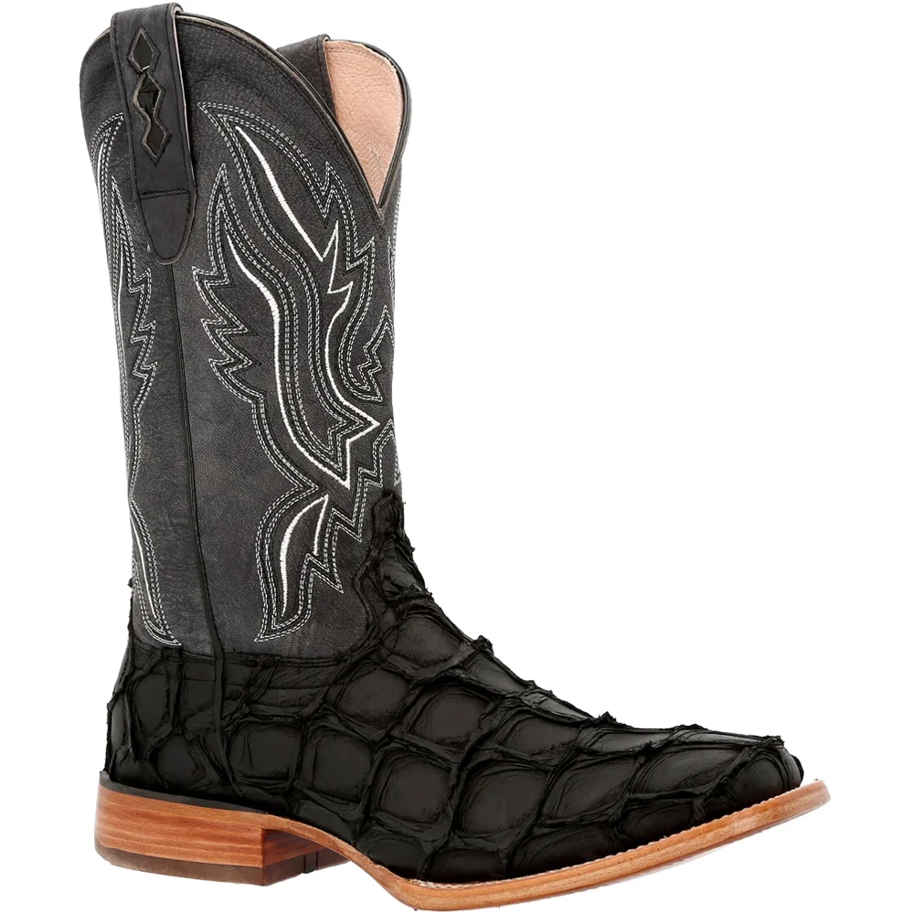 Durango  Mens Premium Exotics Pirarucu Square Toe Cowboy  Casual Boots   Mid Calf