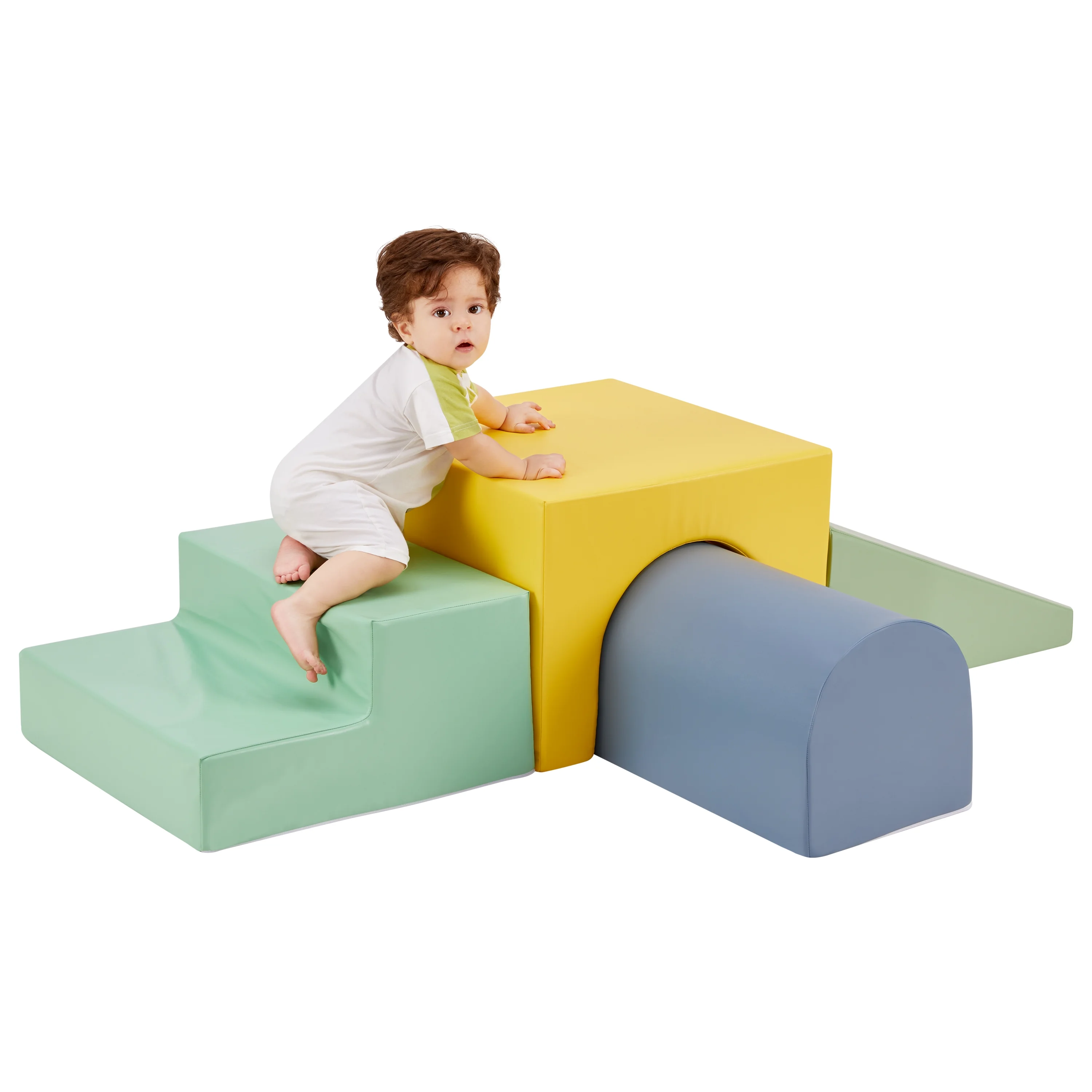 Kids Climb & Crawl Sets, 4-Piece Soft Foam Block Activity Play Structures Set for Baby Infant, Indoor Climber for Child Development, Color Coordination, Motor Skills