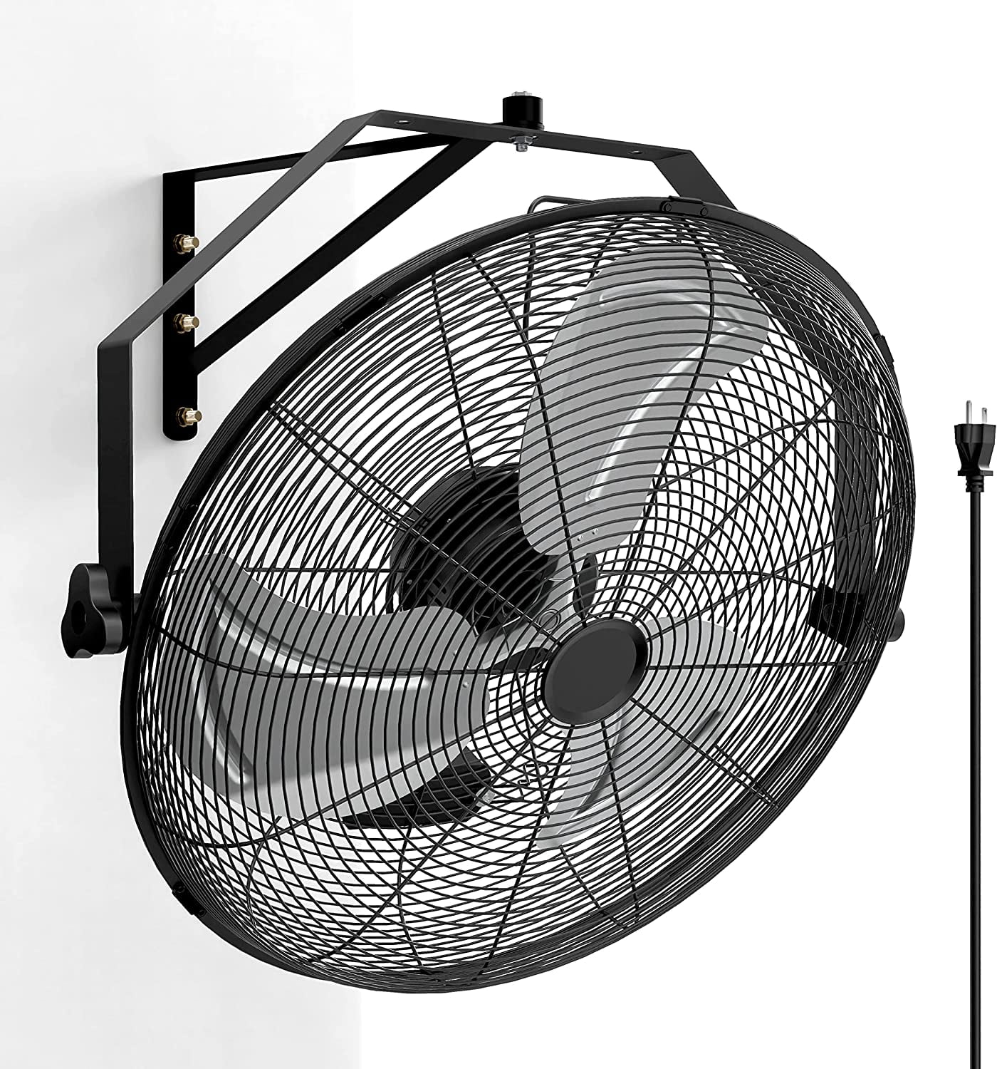 Simple Deluxe 20 inch High Velocity Wall Mount Fan with Rack and L-Iron, 3 Speed Industrial Metal Ventilation Fan