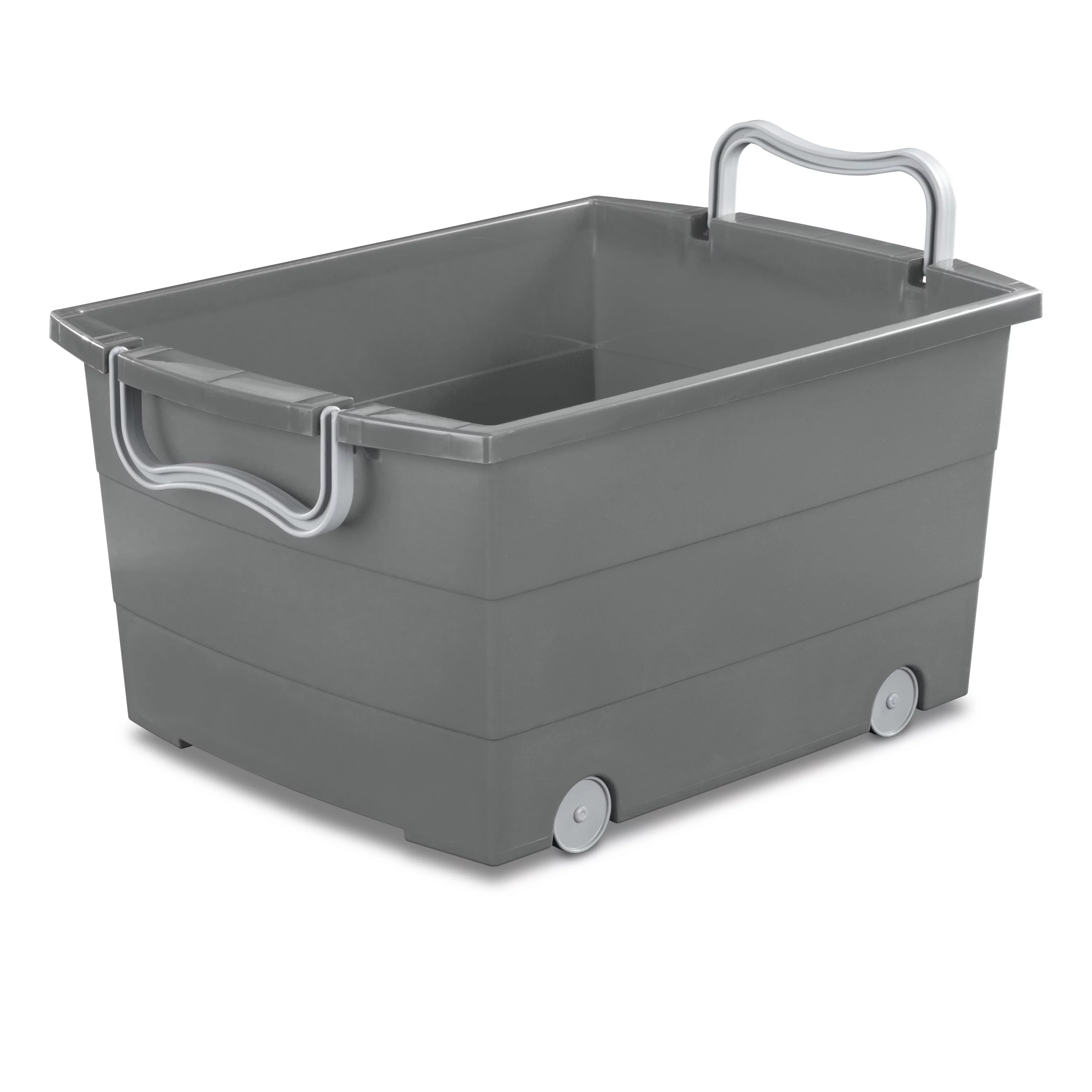 Your Zone Wheeled Stacking Bin Plastic, Gray Flannel, Set of 2