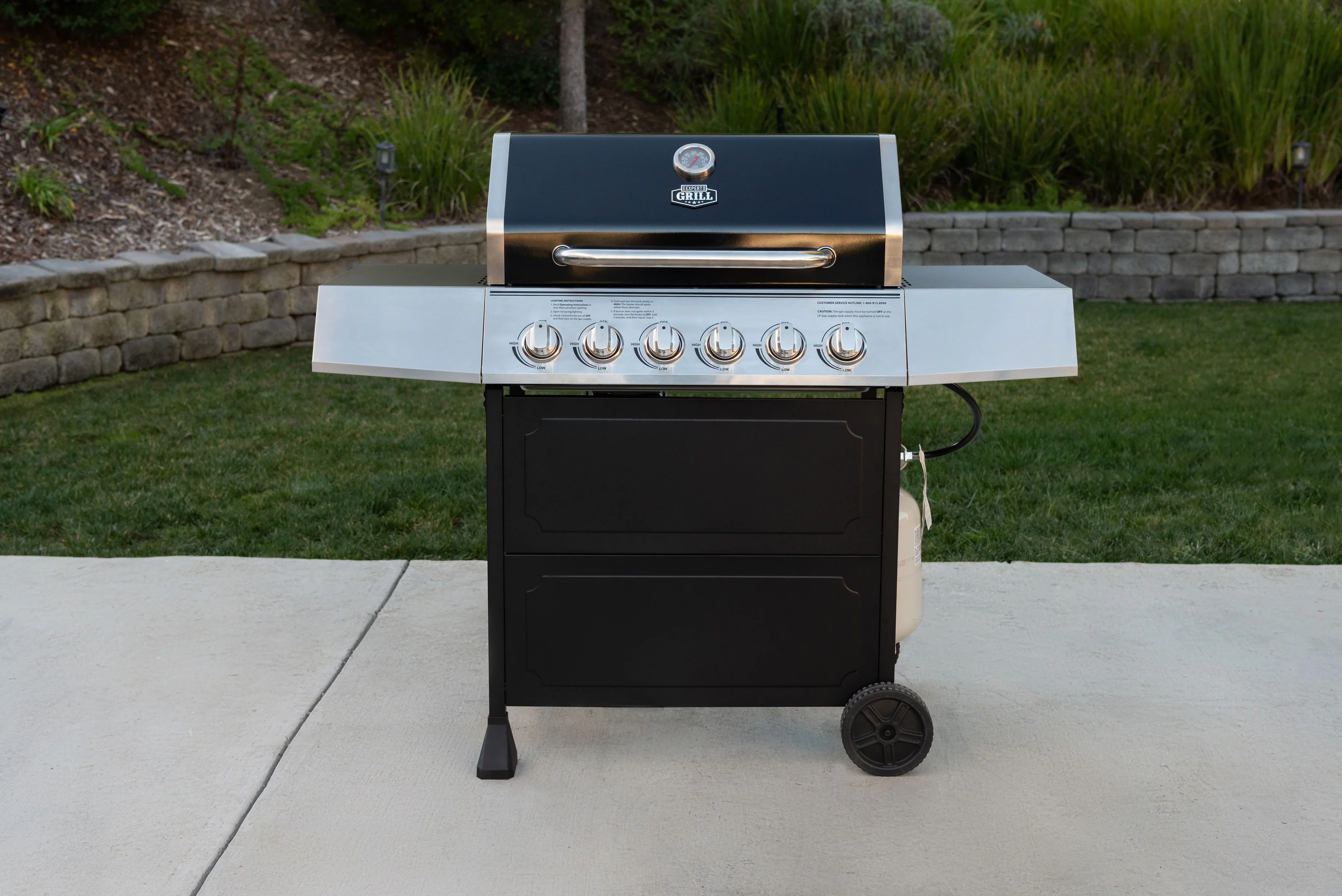 Expert Grill 6 Burner Propane Grill, Black