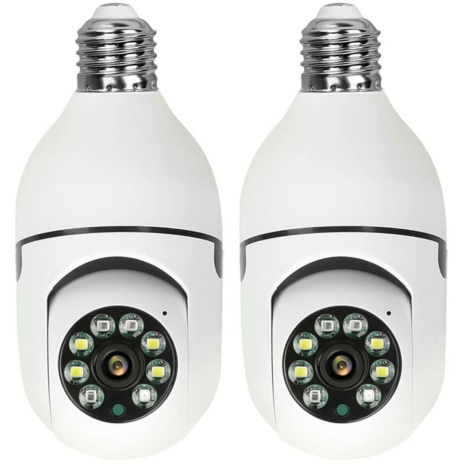 2PCS Wireless Security Camera, WIFI IP Camera, E27 Light Bulb 1080P HD Security Monitor Cam with Infrared Night Vision, White (Supports 2.4G &5G Wi-Fi)