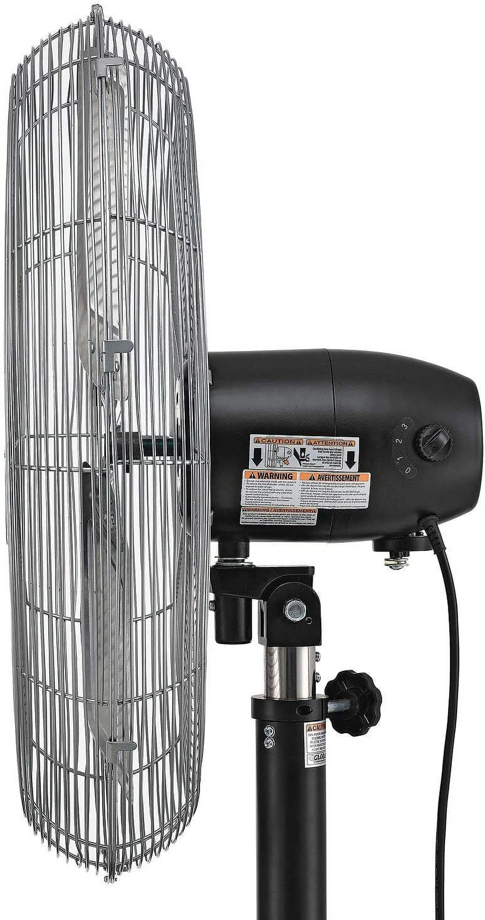 Global Industries 292593 Deluxe Oscillating Pedestal Fan 24 in. Dia. - 0.5 HP - Black & Silver