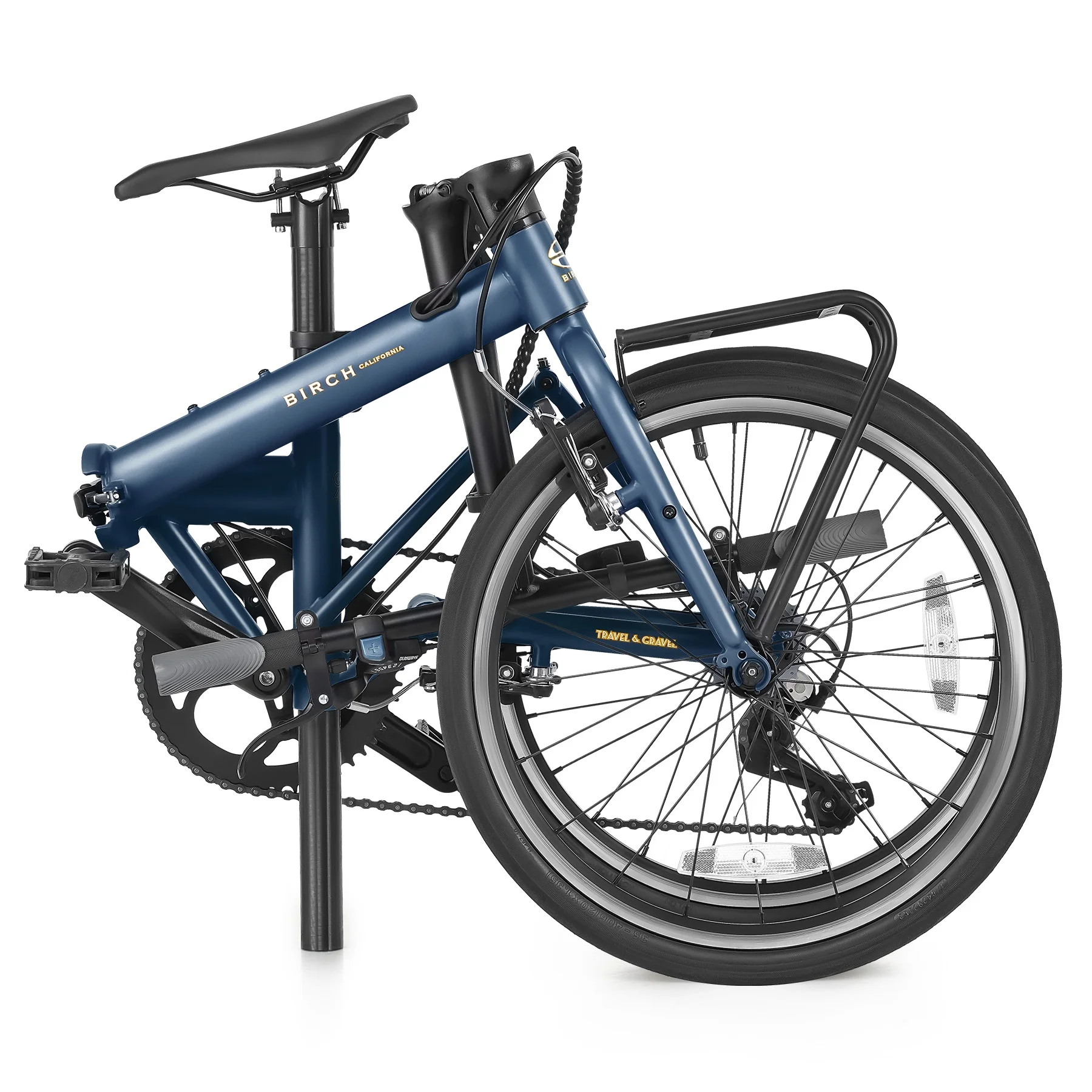 Birch 20 Inch Folding Bike for Adult Shimano 7 Speed with Front Storage Rack Dual V Brakes 100% Preinstalled, Gray