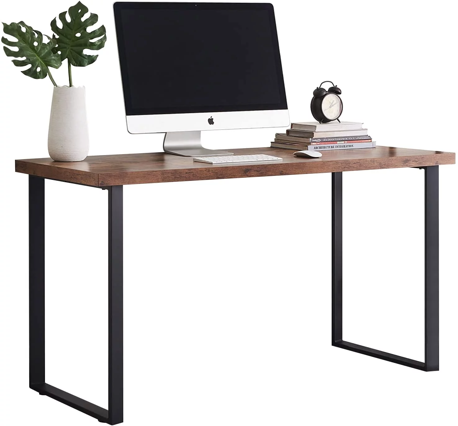 Computer Desk 55'', Modern Writing Desk,Sturdy Laptop Table for Home Office, Retro Brown