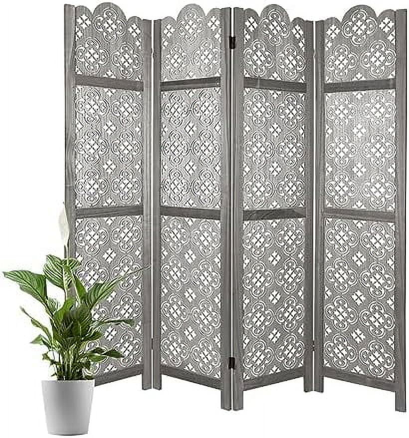 GEROBOOM 6 Panel Room Divider  Folding Room Divider Freestanding Privacy Screen Divider  Carved Wood Room Divider for Bedroom Home Office Apartment Studio Hotel Restaurant Garden Terrace