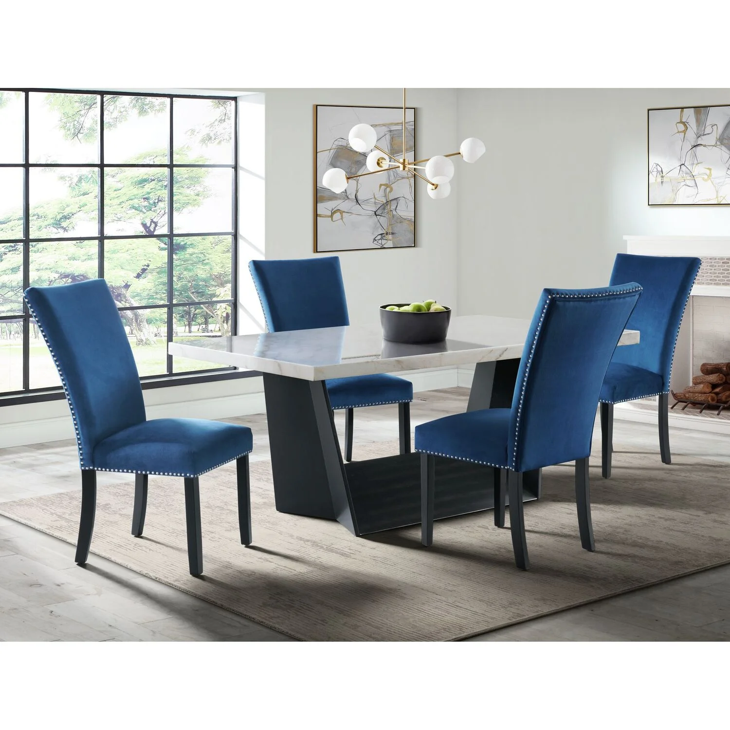 The Picket House Furnishings Dillon Standard Height Marble Table in White