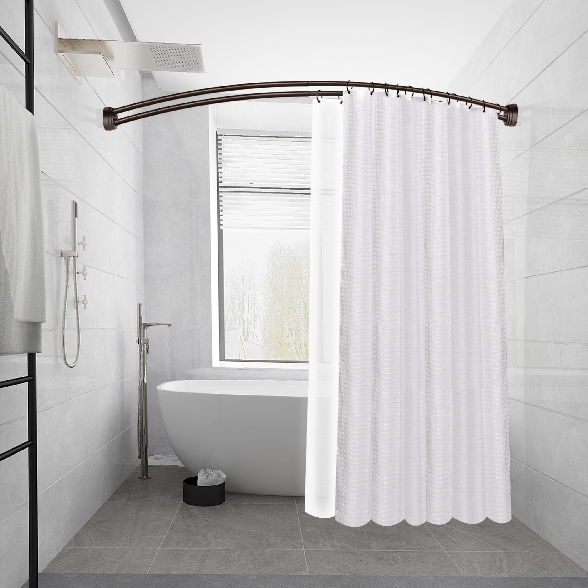 Utopia Alley Rustproof Aluminum Double Curved Shower Curtain Rod, Adjustable Double Shower Rod from 45