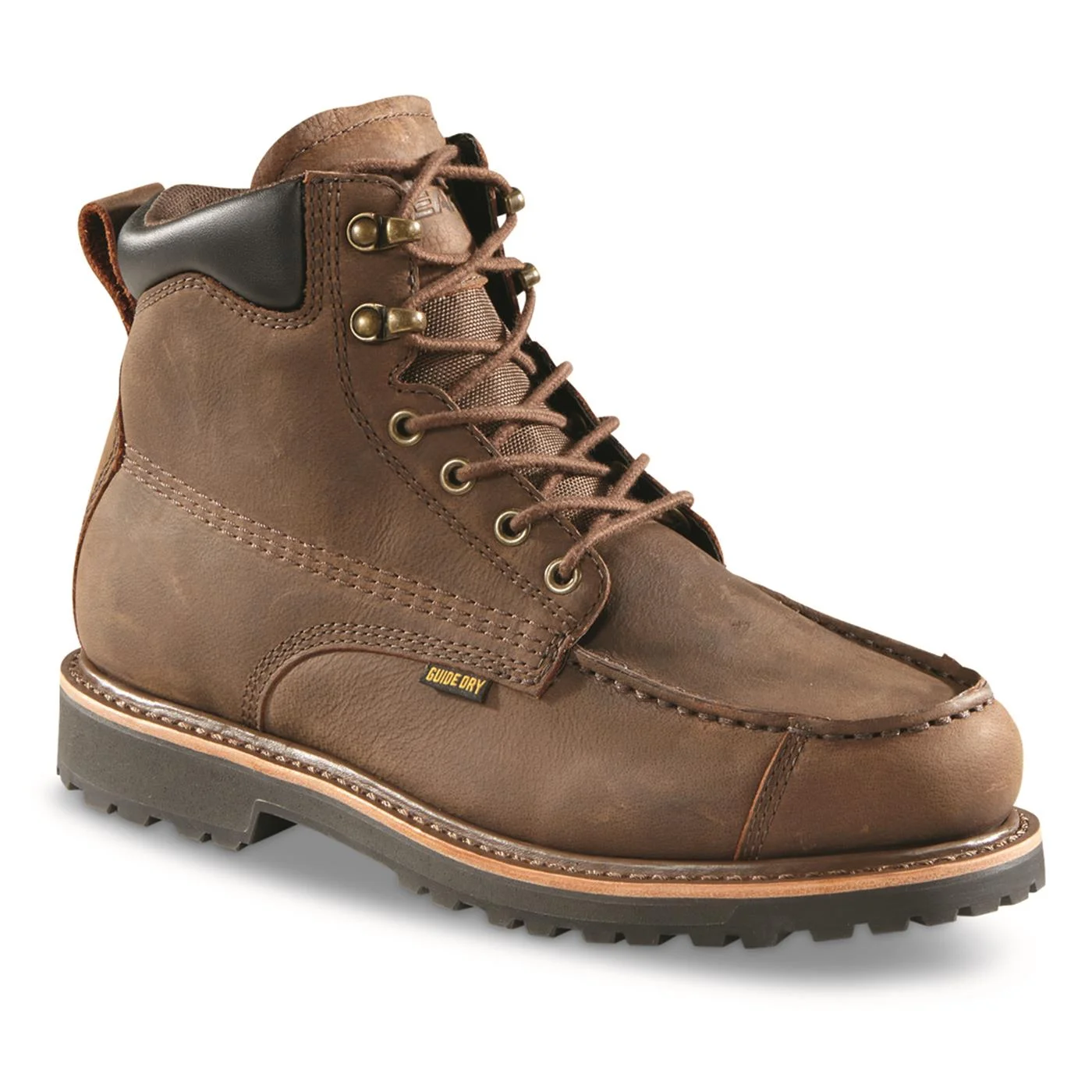 Guide Gear Rugged Timber Mens Chukka Boots Waterproof Leather Work Shoes, Moisture Wicking Insoles, Pull-On Ankle Boot
