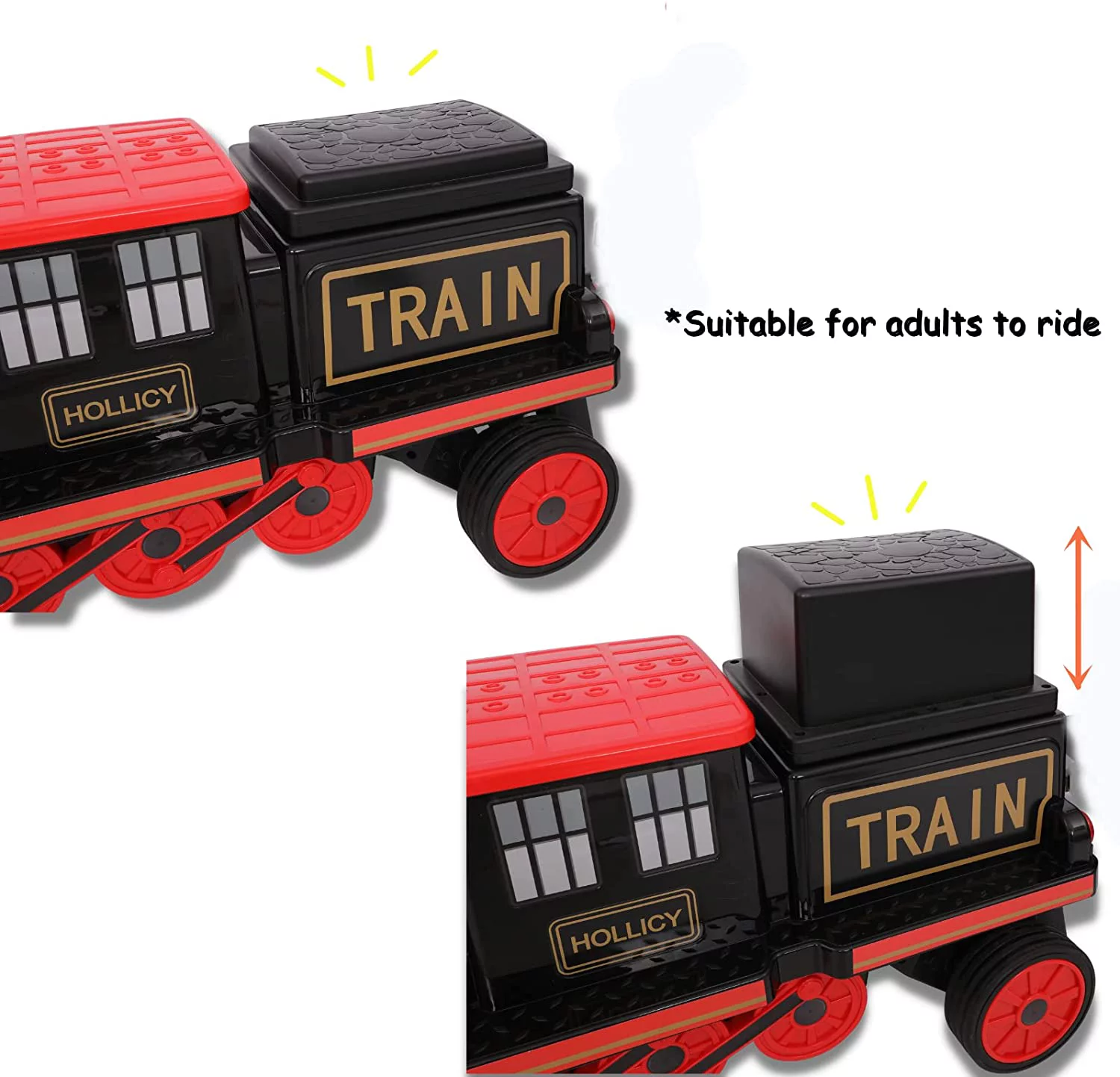 Increkid Kids Ride on Train 12V Electric Train 2 Seater Ride on Toy with Light, Music