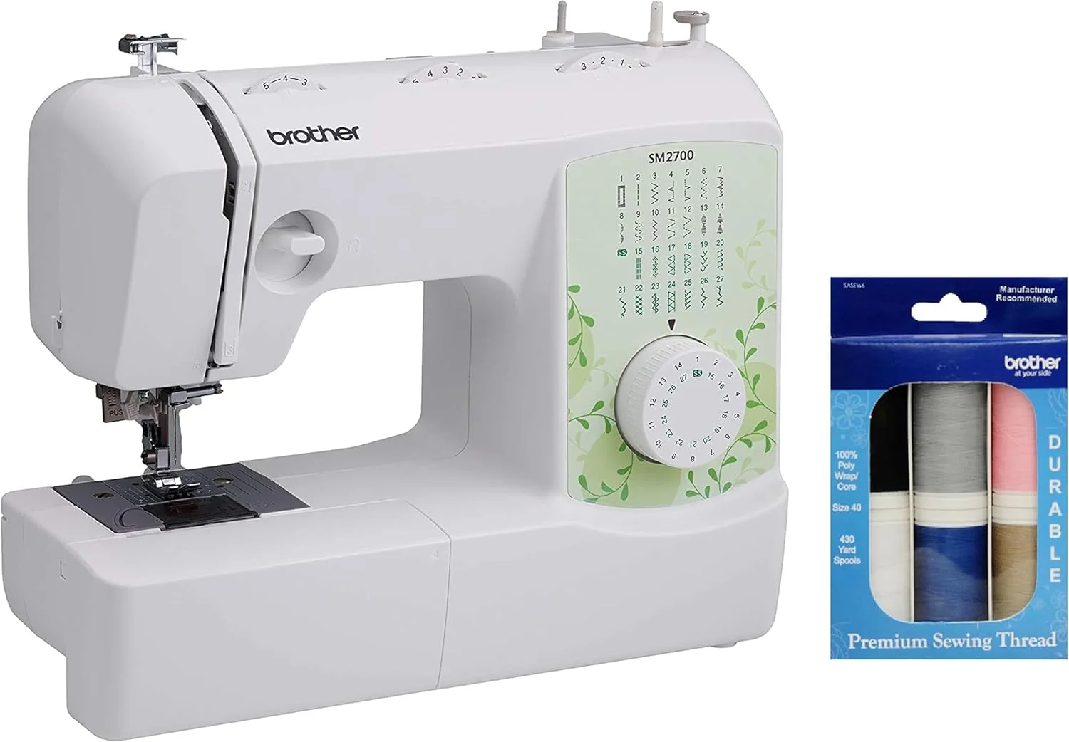 Brother SM2700 27-Stitch Free Arm Sewing Machine and 6-Piece Premium Sewing Thread Pack