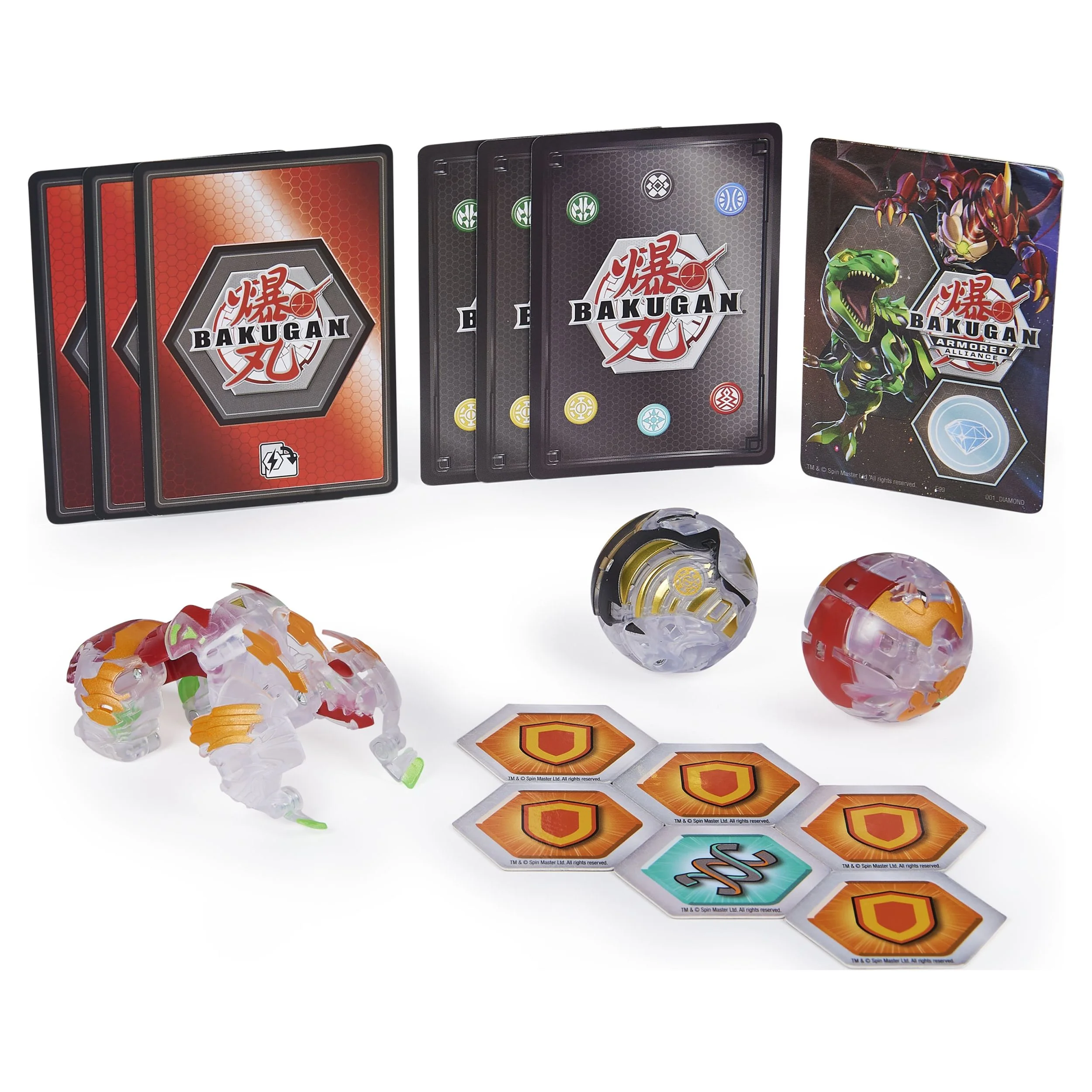 Bakugan Starter Pack 3-Pack, Diamond Gillator Ultra, Armored Alliance Collectible Action Figures