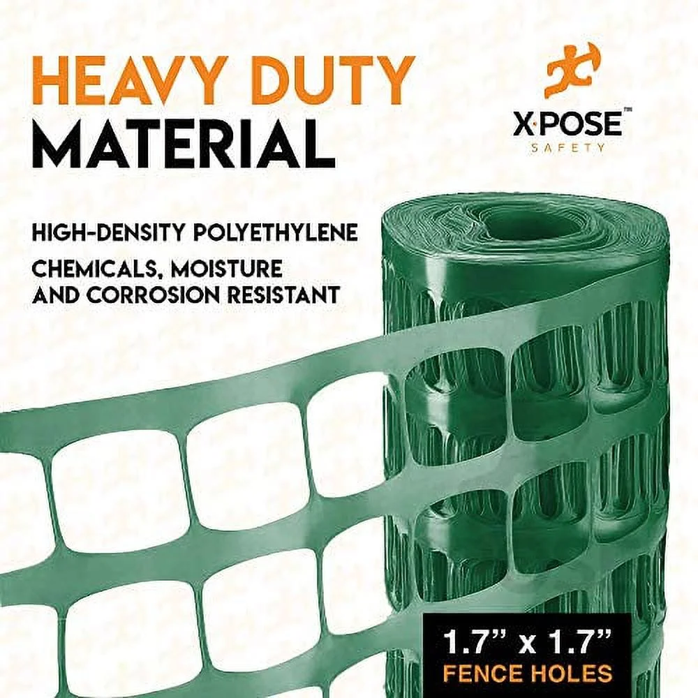 Xpose Safety Green Safety Privacy Fence - 4' x 50' - Garden Netting, Fencing Screen for Yard, Outdoor Snow, Dog and Pet Fence, Chicken Enclosure - Barrier Protection for Deer, Rabbit, Small Animal