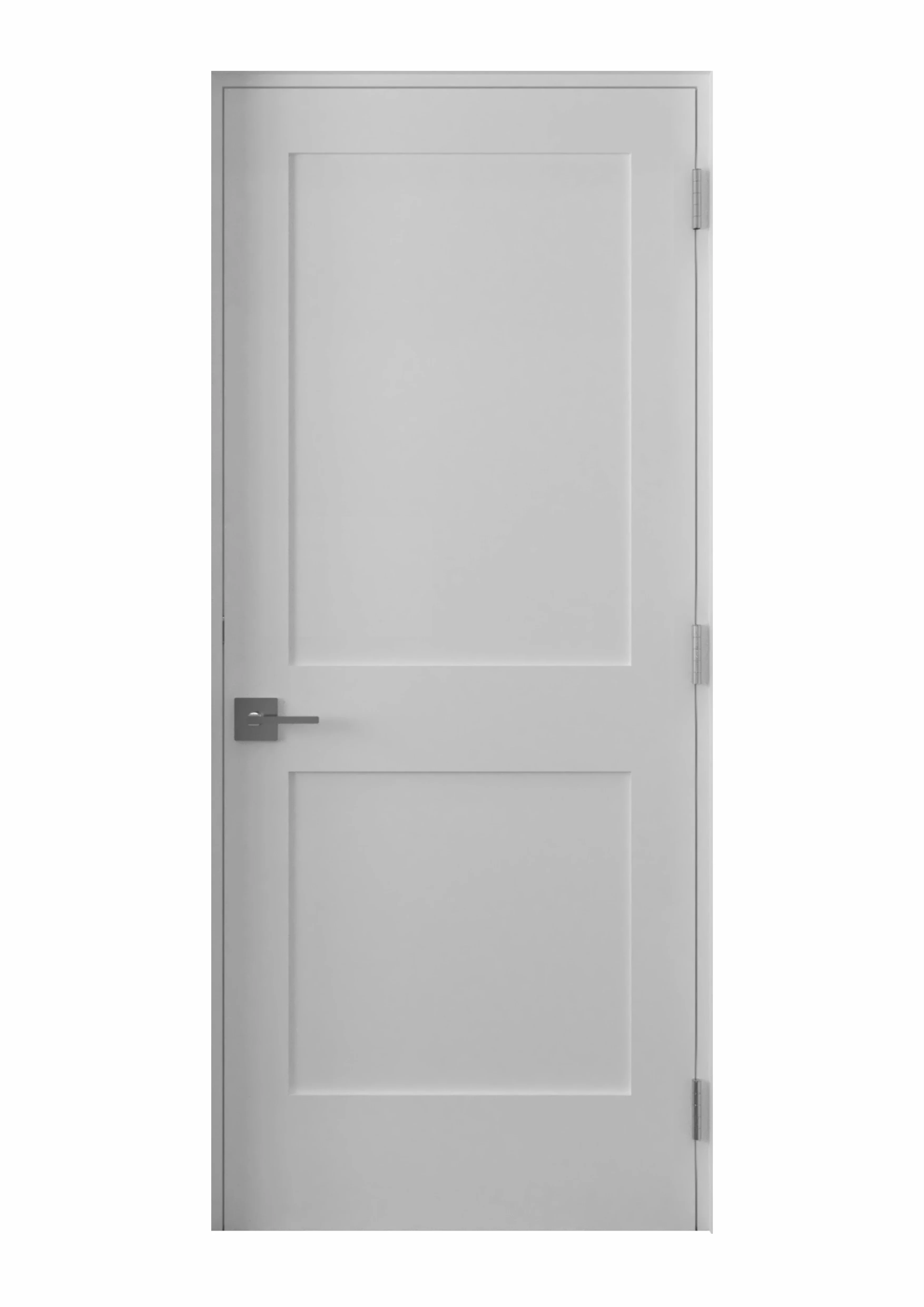 30 in. x 80 in. Right-Handed Solid Core White Primed Double Panel Prehung Interior Door Black Hinges