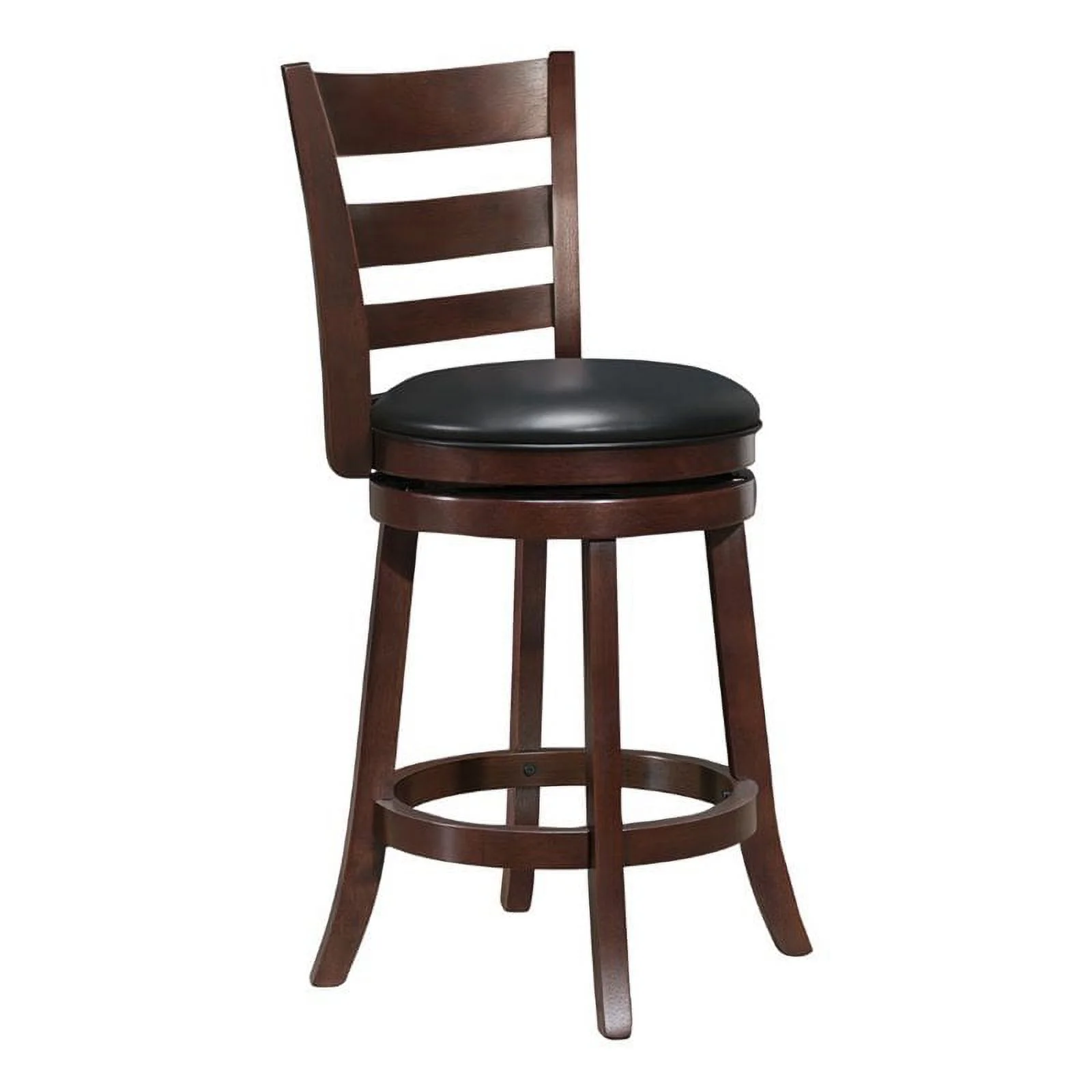 Home Square 3 Piece Ladderback Faux Leather Counter Stool Set in Dark Cherry