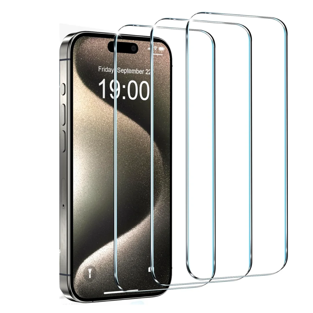 [3 Pack] Entronix Shield Protector for iPhone 15 Pro Max and 15 Plus, 6.7 Inch Tempered Glass Screen Protector Compatible for iPhone 15 Pro Max  and 15 Plus, Anti-Scratch, Anti-Fingerprint, Pack of 3