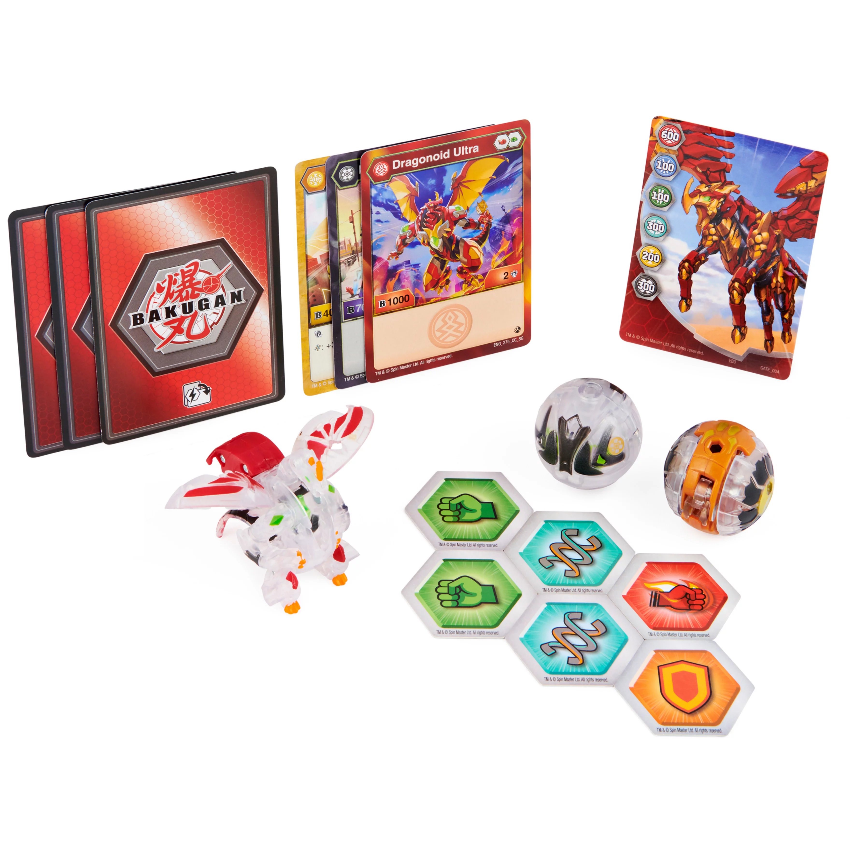 Bakugan Starter Pack 3-Pack, Diamond Dragonoid Ultra, Geogan Rising Collectible Action Figures