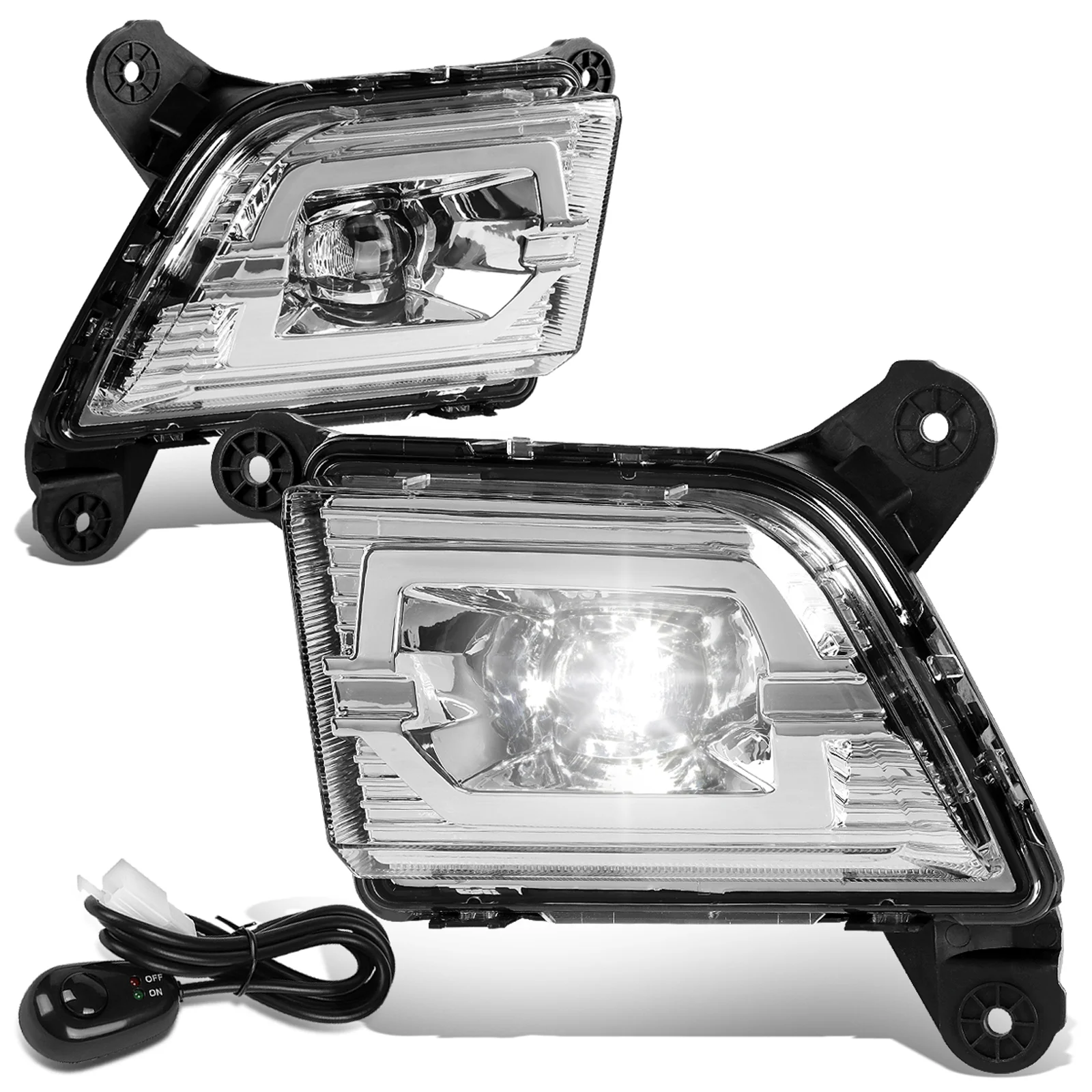 DNA Motoring FL-ZTL-304-CH For 2019 to 2020 Silverado 1500 Pair of OE Style Crystal Lens LED Front Bumper Driving Fog Light Lamps w/Switch